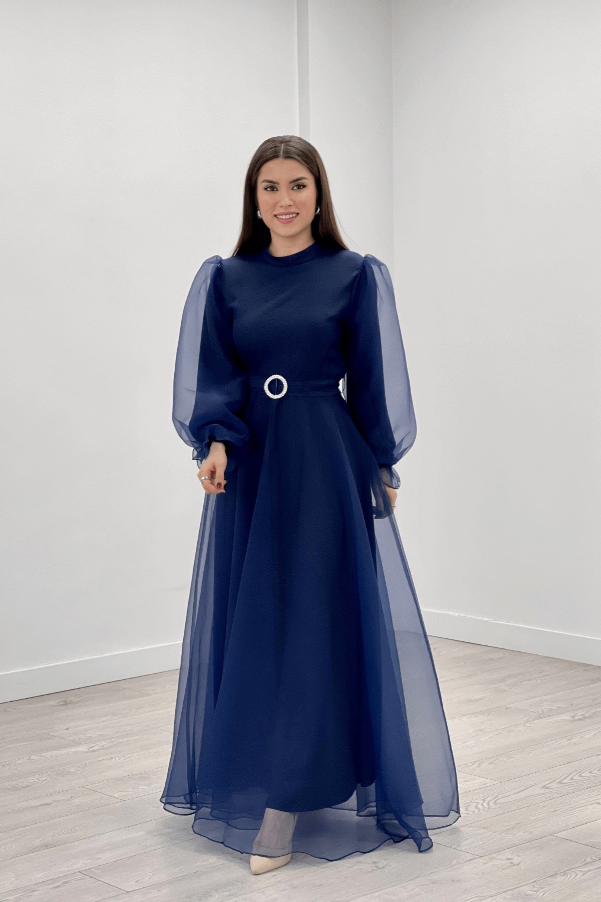 Dalya Organze Kumaş Abiye Ebise - LACİVERT