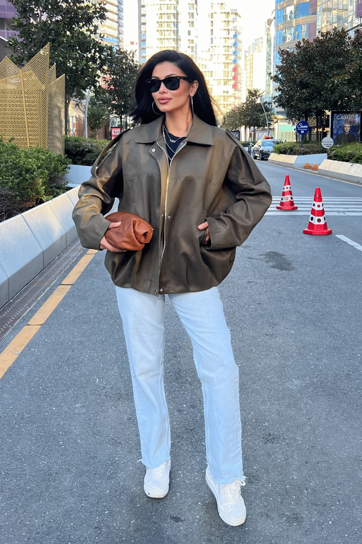 Dokuma Süet Kumaş Apoletli Bomber Ceket - HAKİ YEŞİLİ