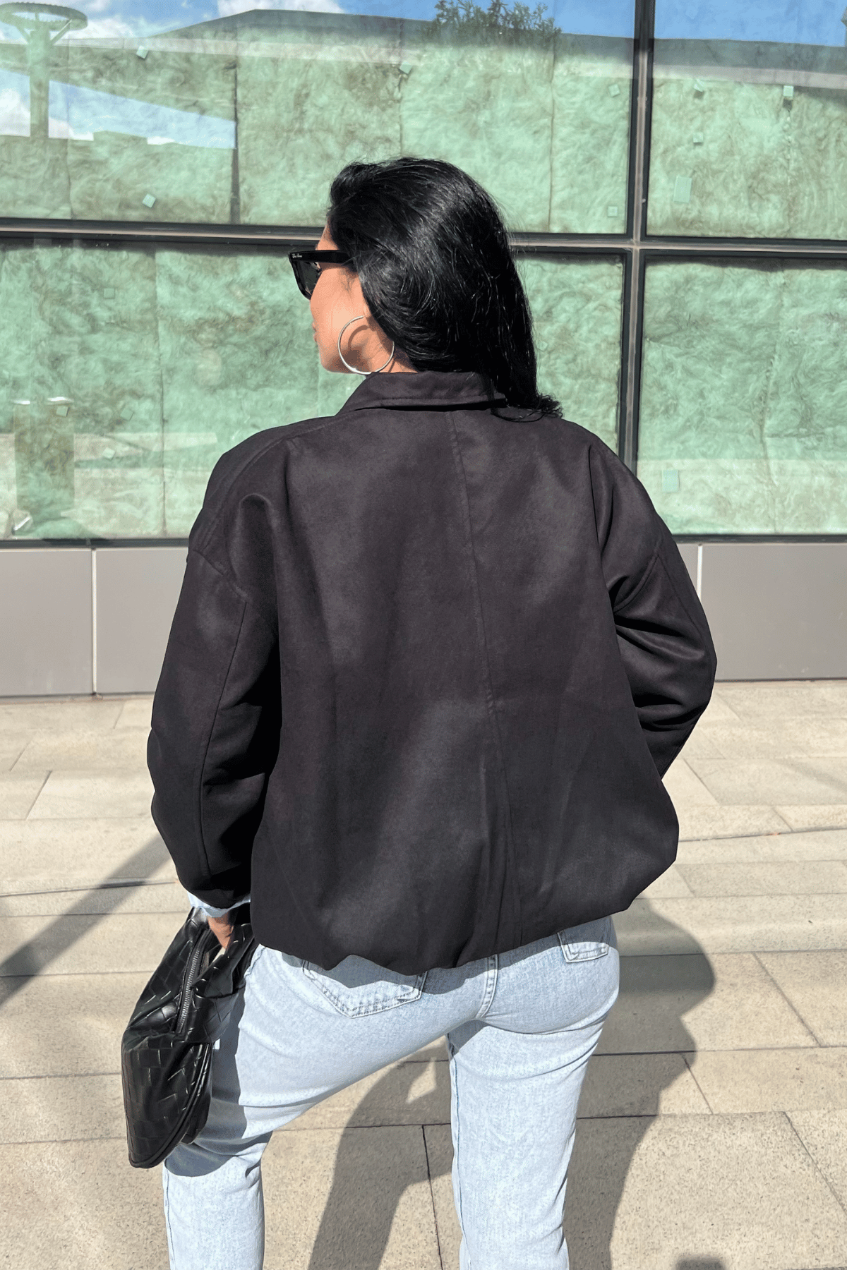 Dokuma Süet Kumaş Bomber Ceket - ANTRASİT