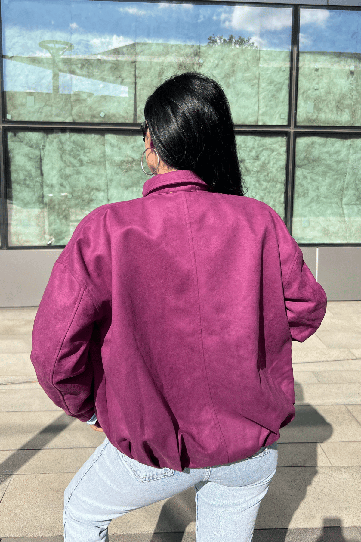 Dokuma Süet Kumaş Bomber Ceket - MÜRDÜM