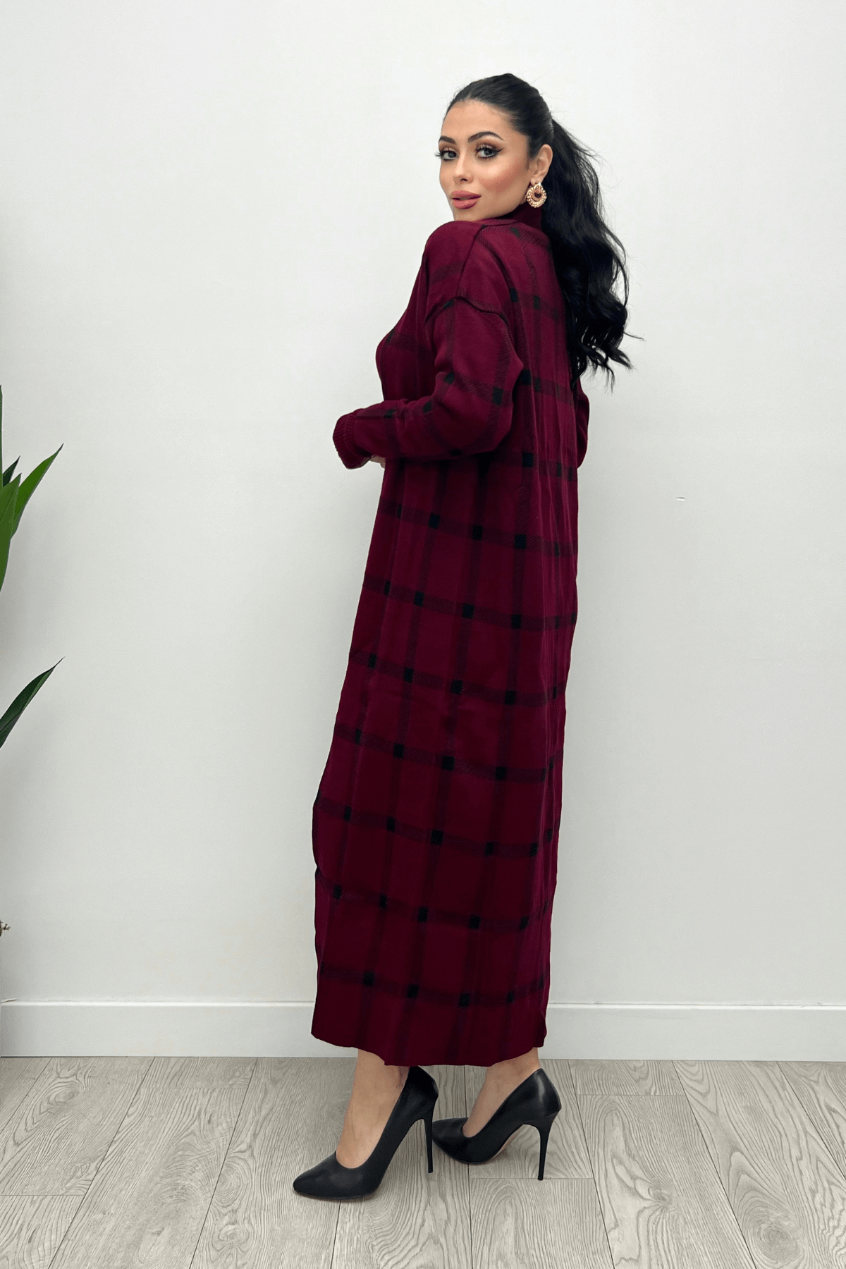 Ekose Desen Triko Takım - BORDO
