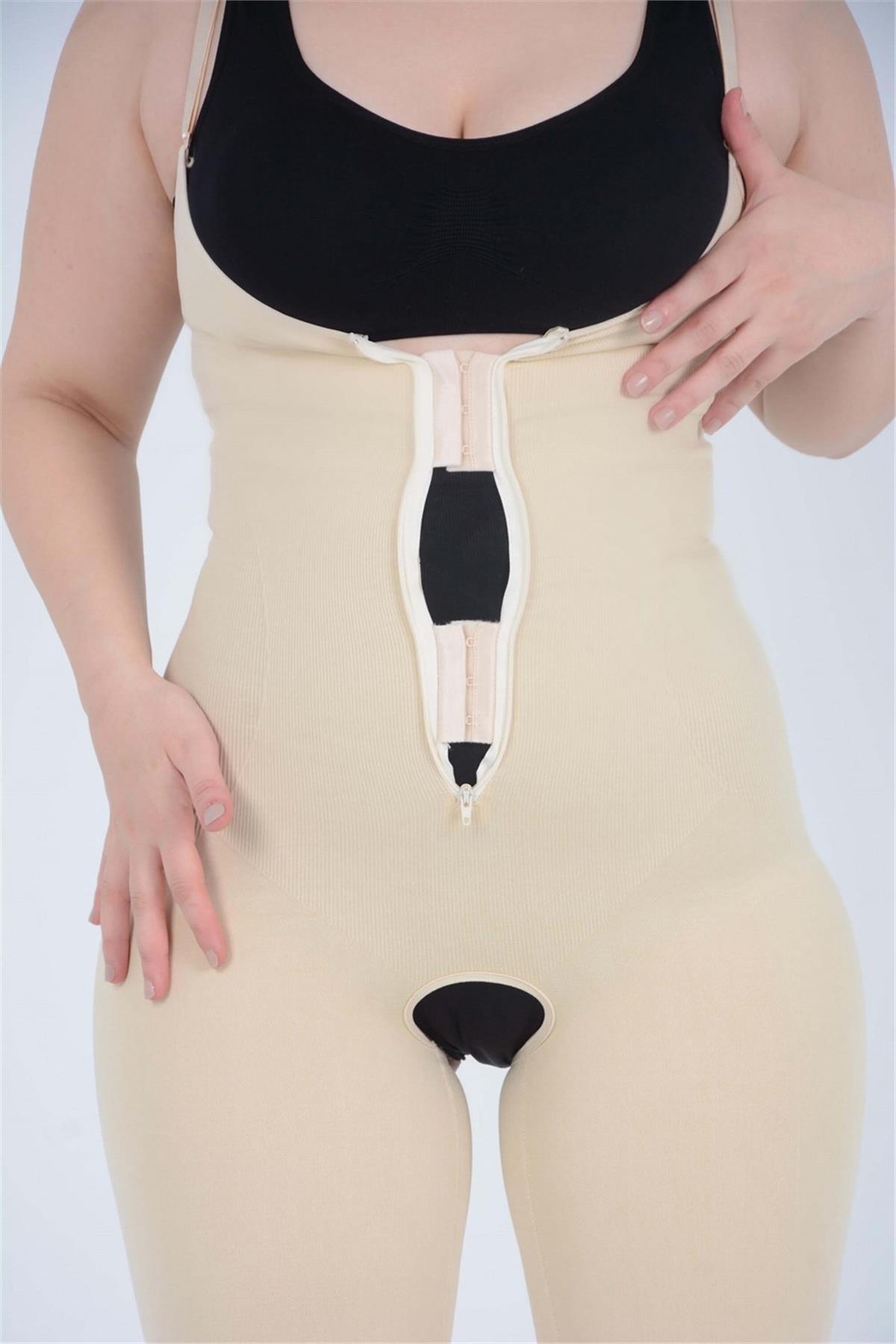 Zippered Hook and Eye Strap Body Corset - 