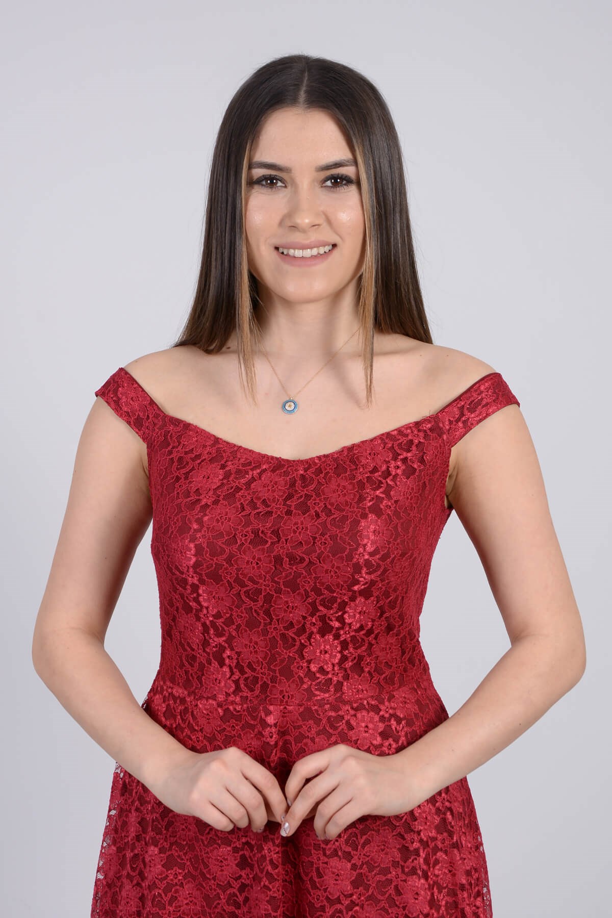 Full Dantel Tasarım Elbise - Bordo