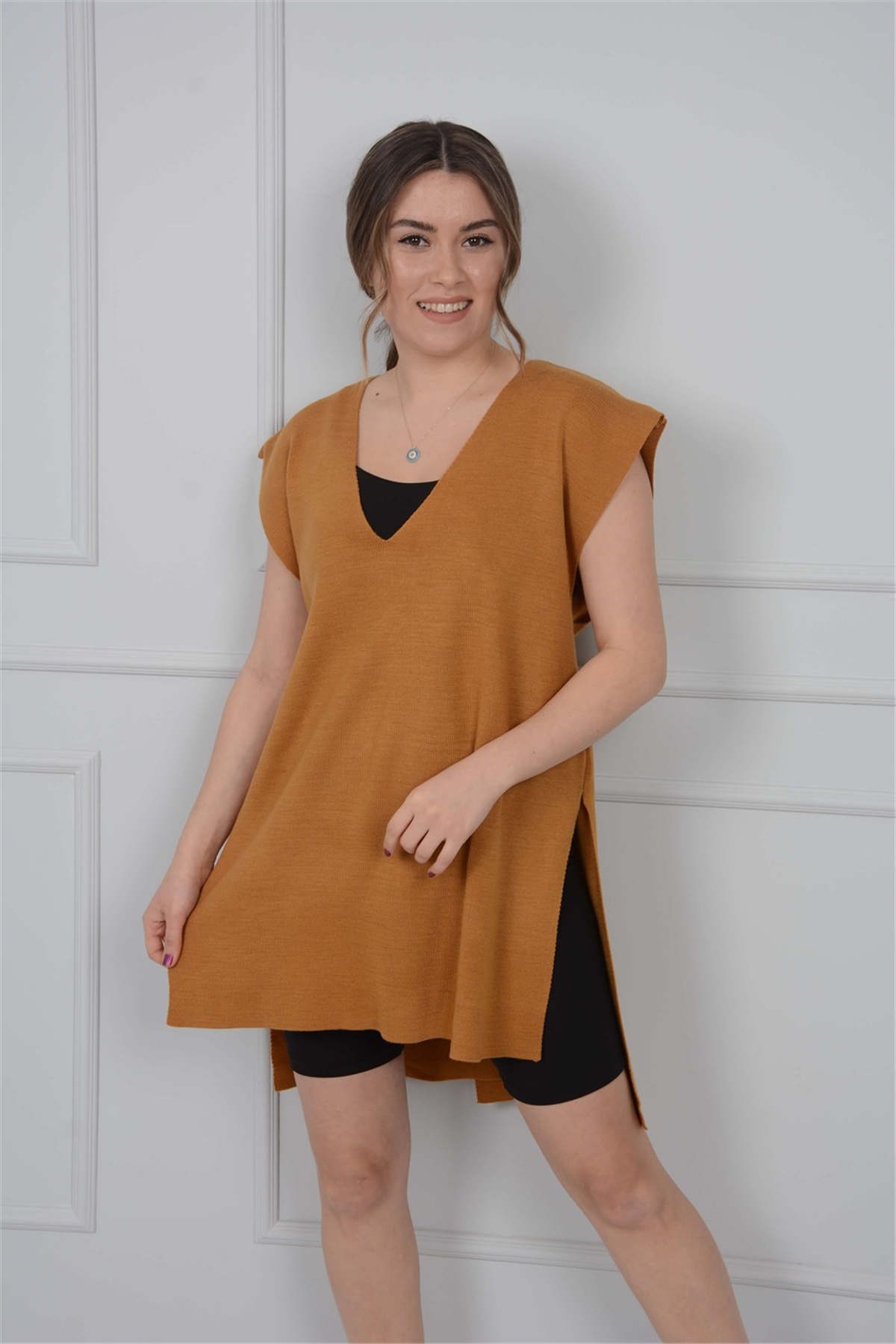 Kuşaklı Süveter - Taba