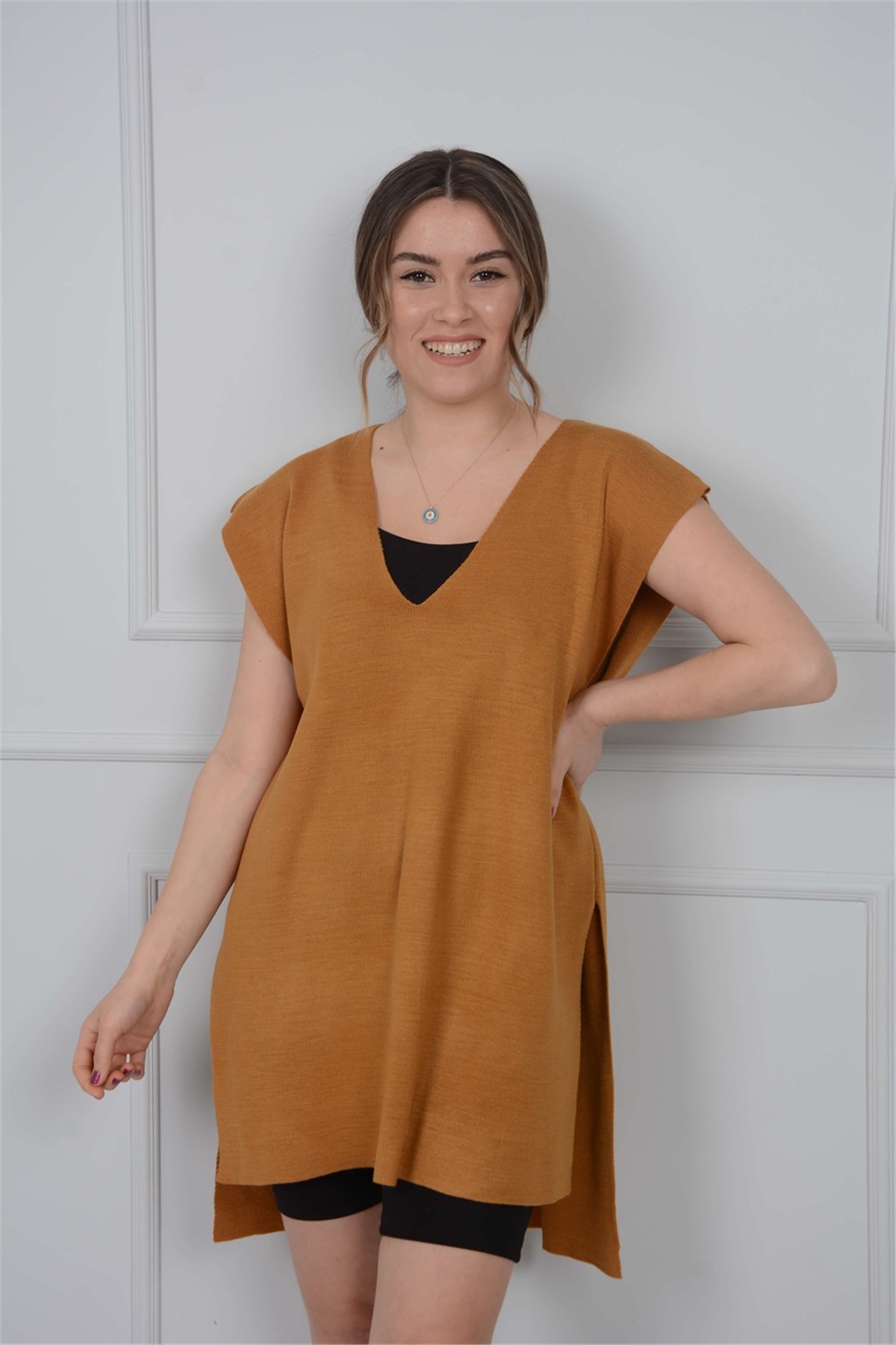 Kuşaklı Süveter - Taba