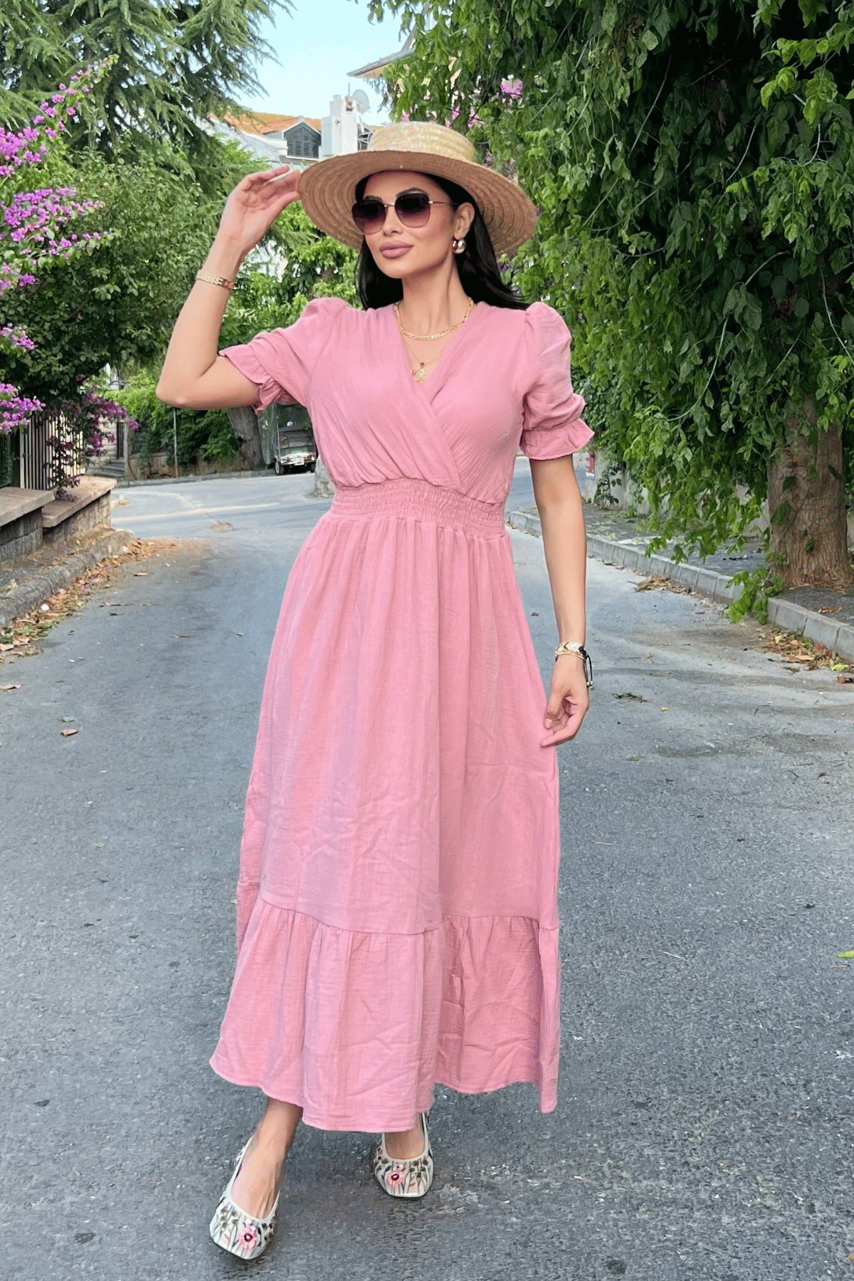 Müslin Kumaş Elbise - PUDRA