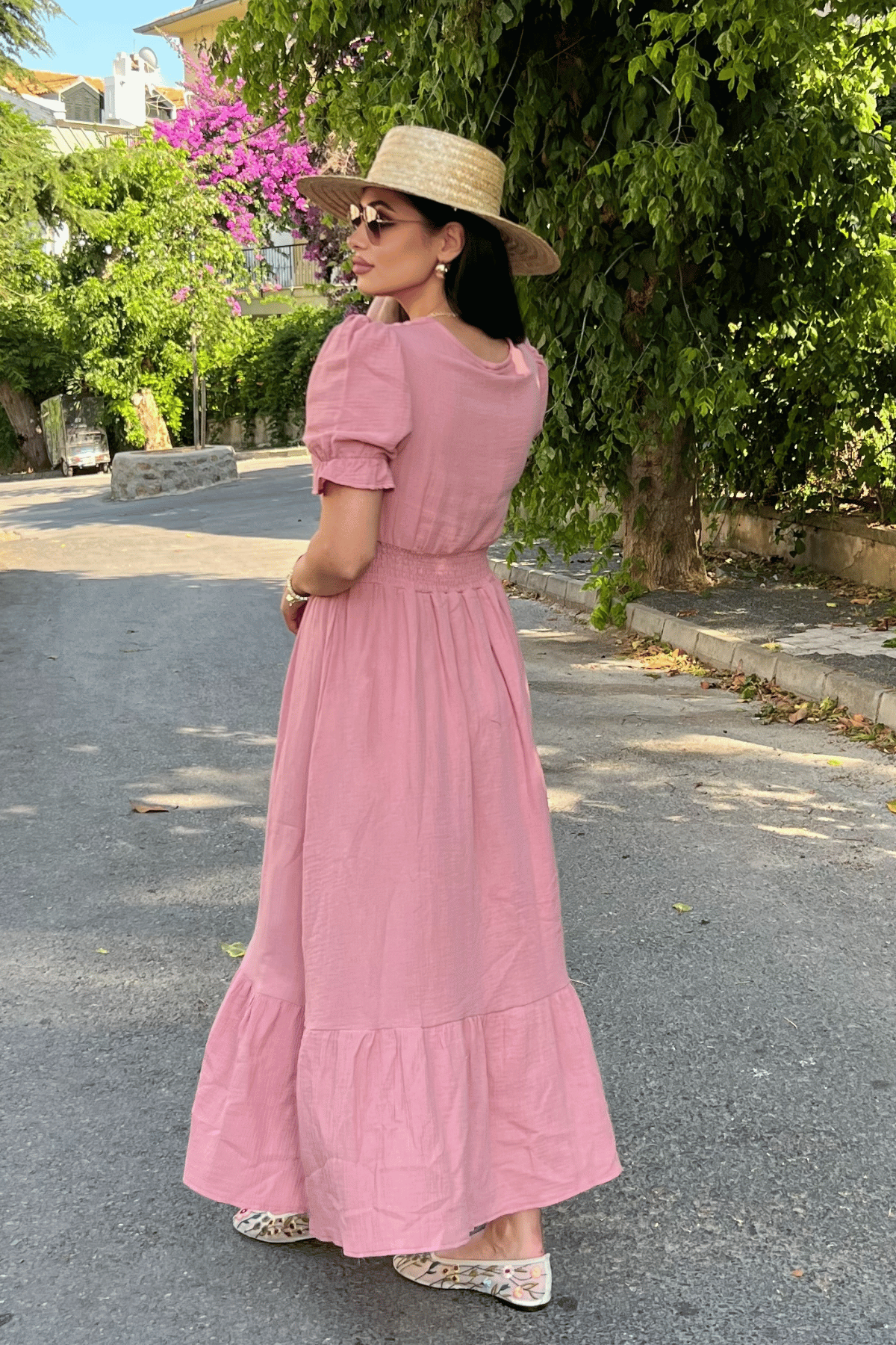 Müslin Kumaş Elbise - PUDRA