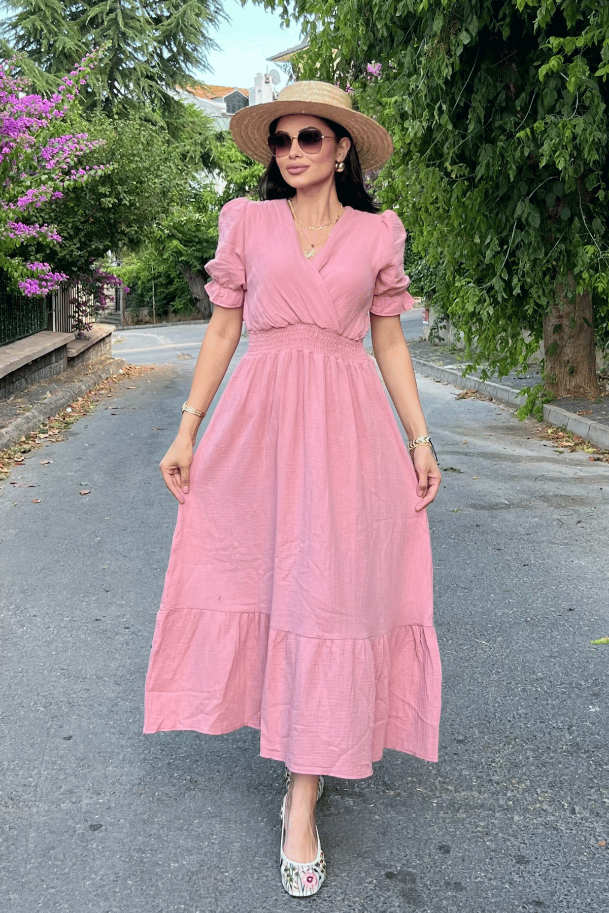 Müslin Kumaş Elbise - PUDRA