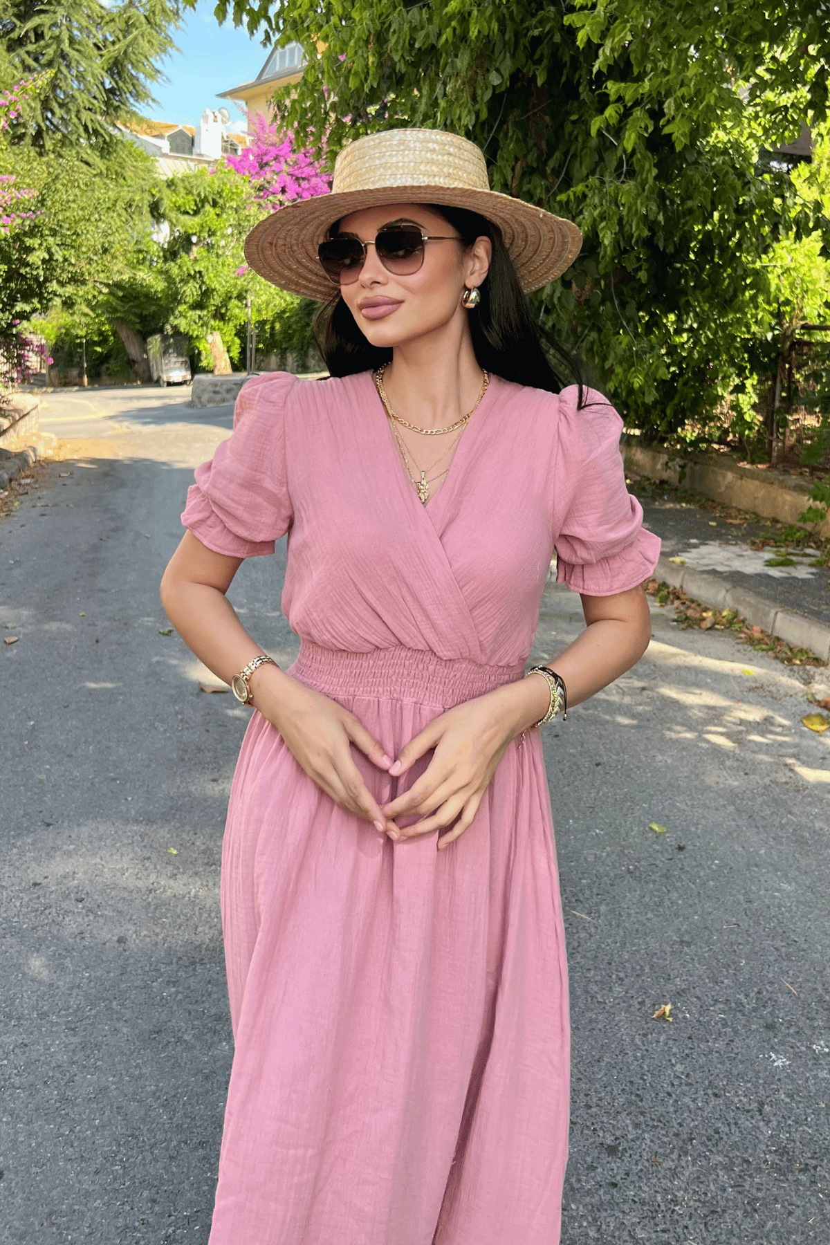 Müslin Kumaş Elbise - PUDRA