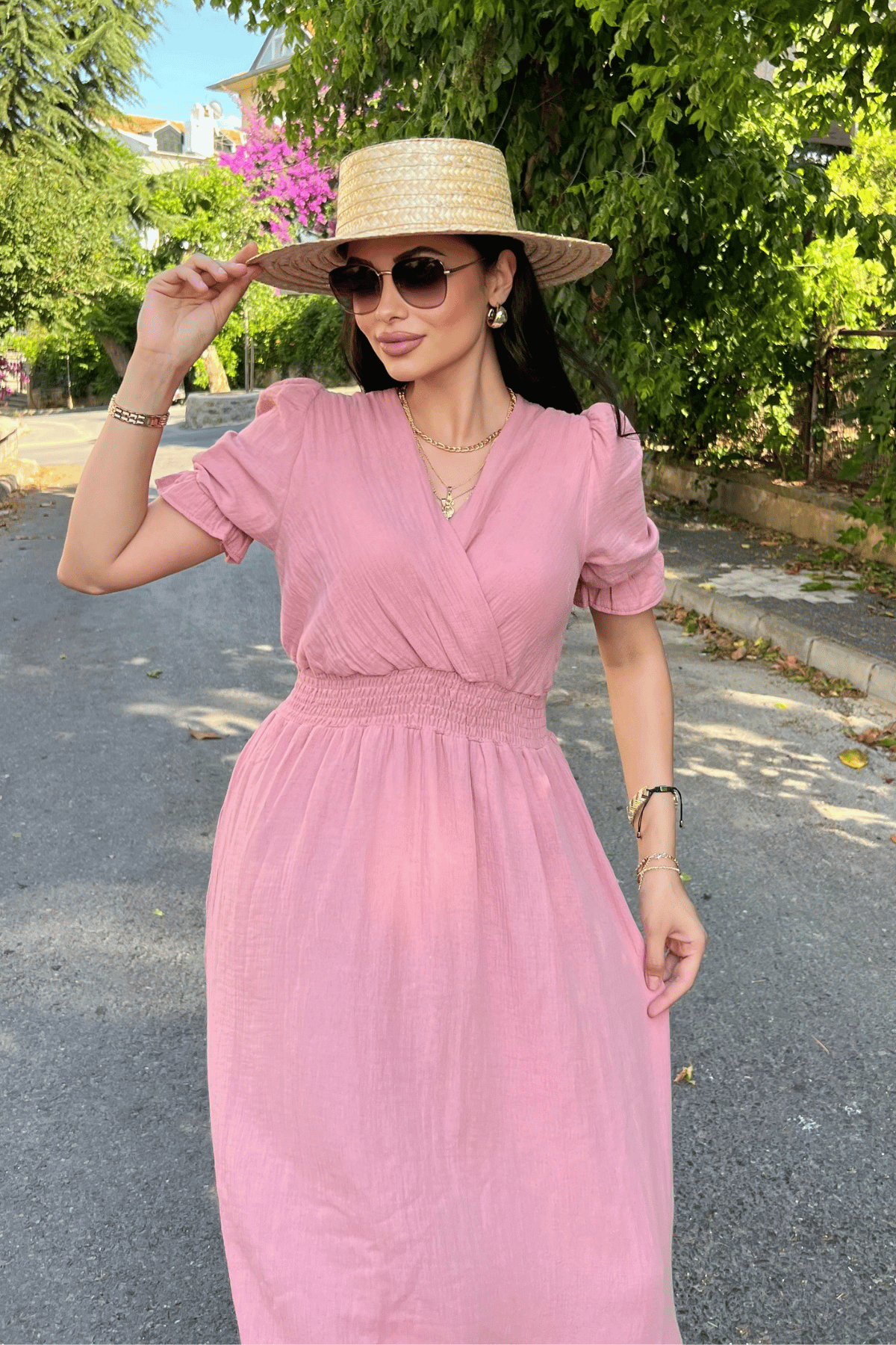 Müslin Kumaş Elbise - PUDRA