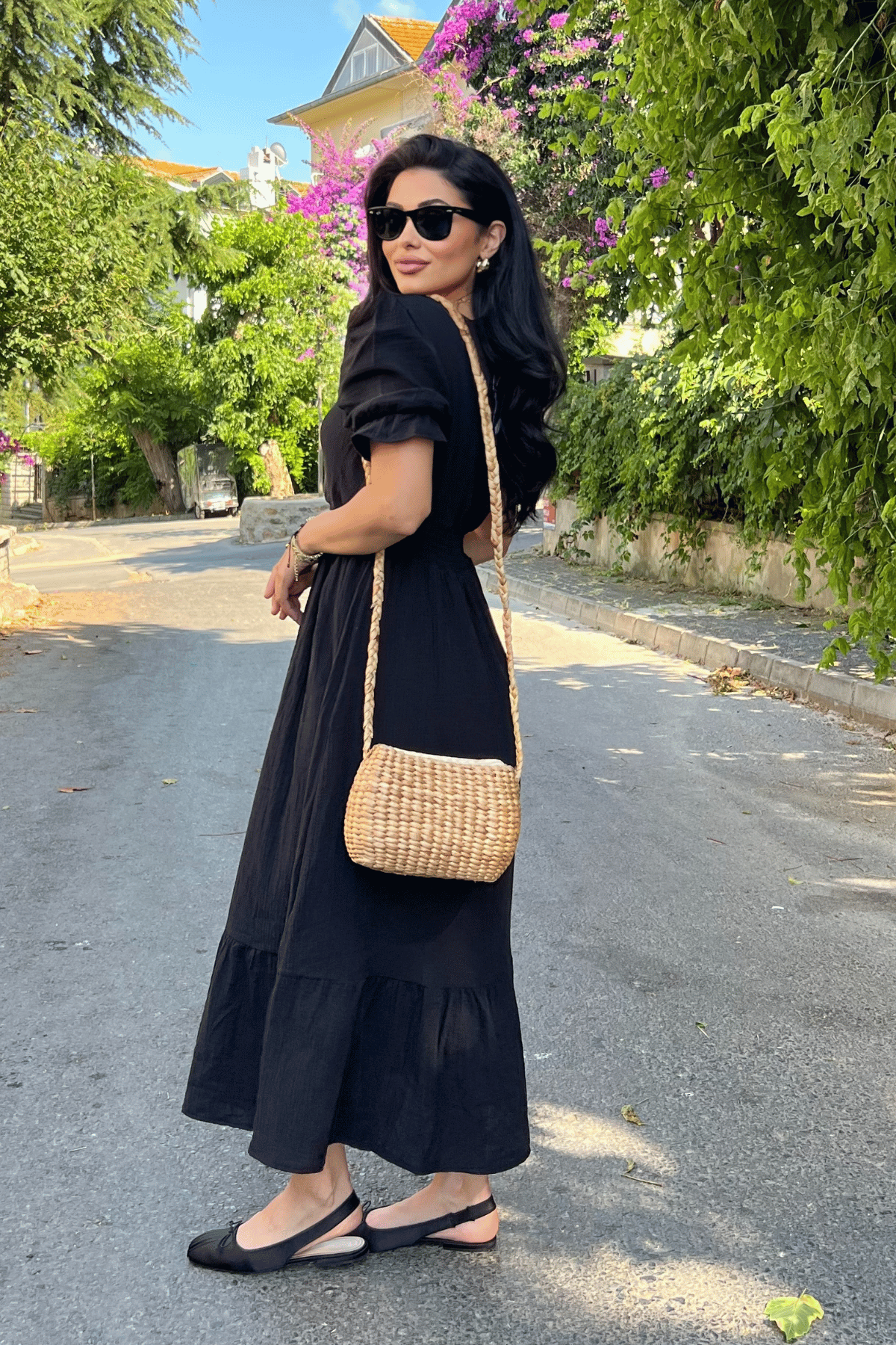 Müslin Kumaş Elbise - SİYAH