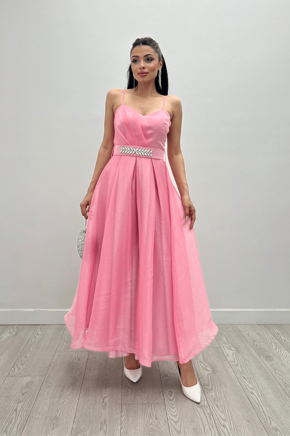 Organze Dalya Kumaş Prenses Elbise - PUDRA
