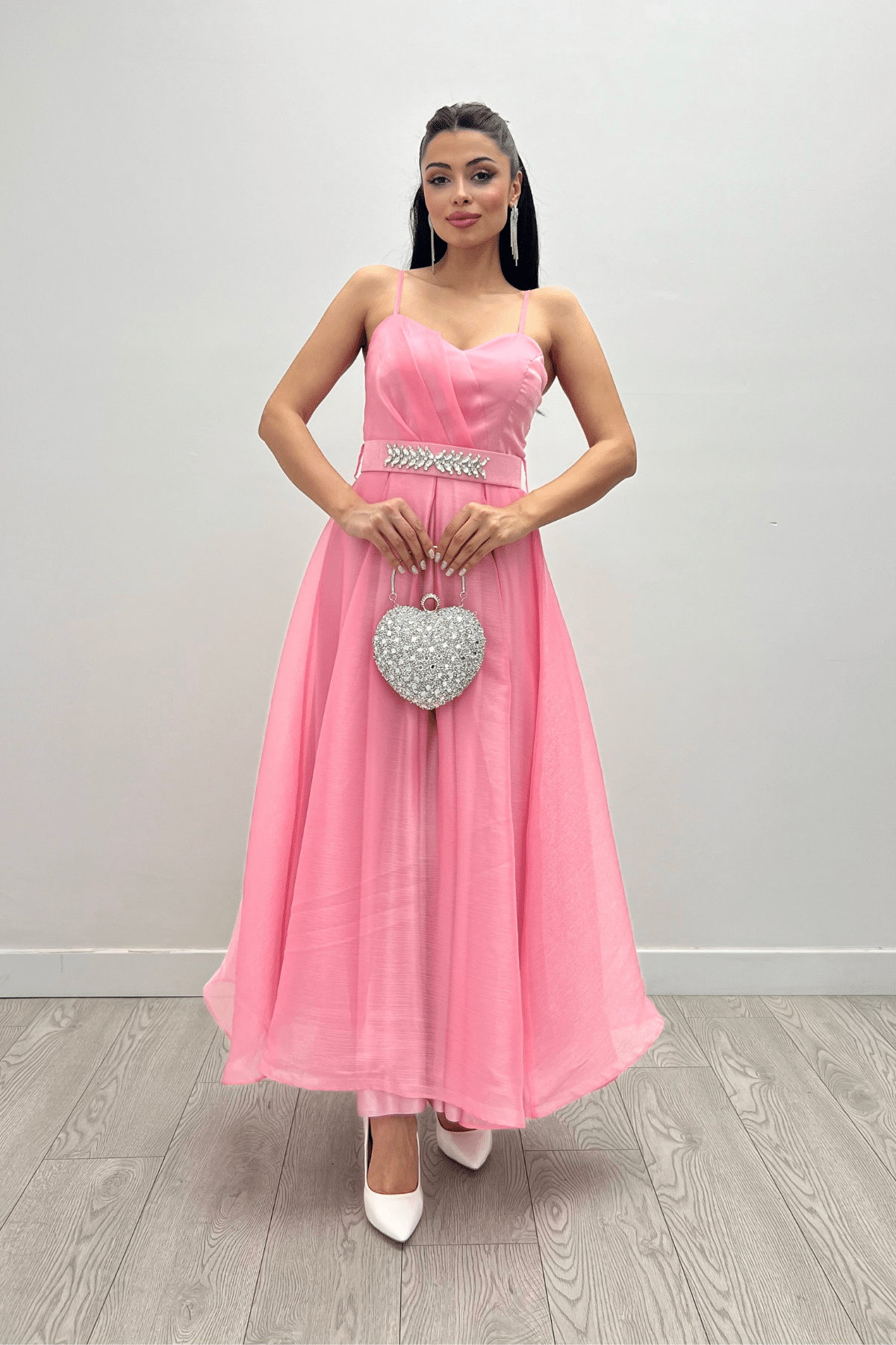 Organze Dalya Kumaş Prenses Elbise - PUDRA