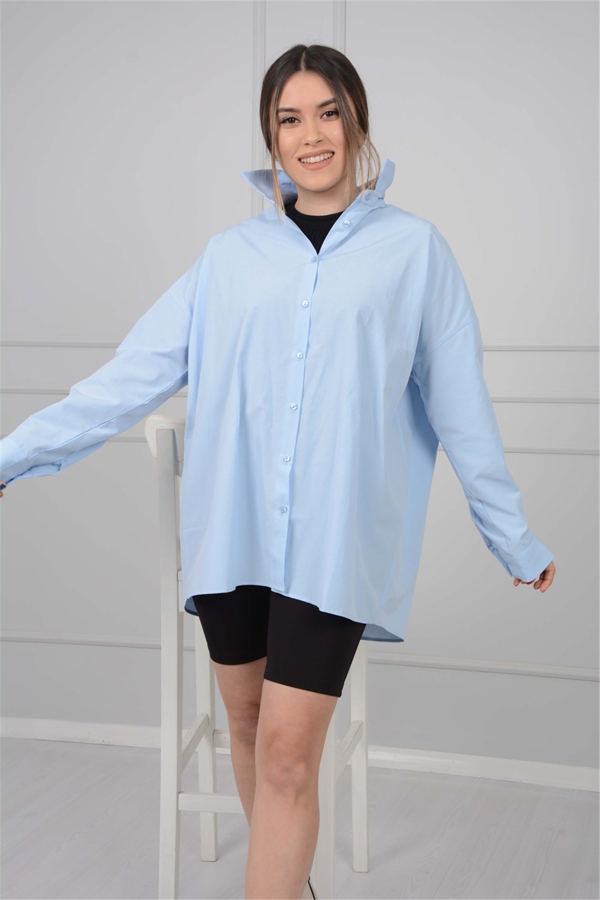 Oversize Gömlek - Mavi