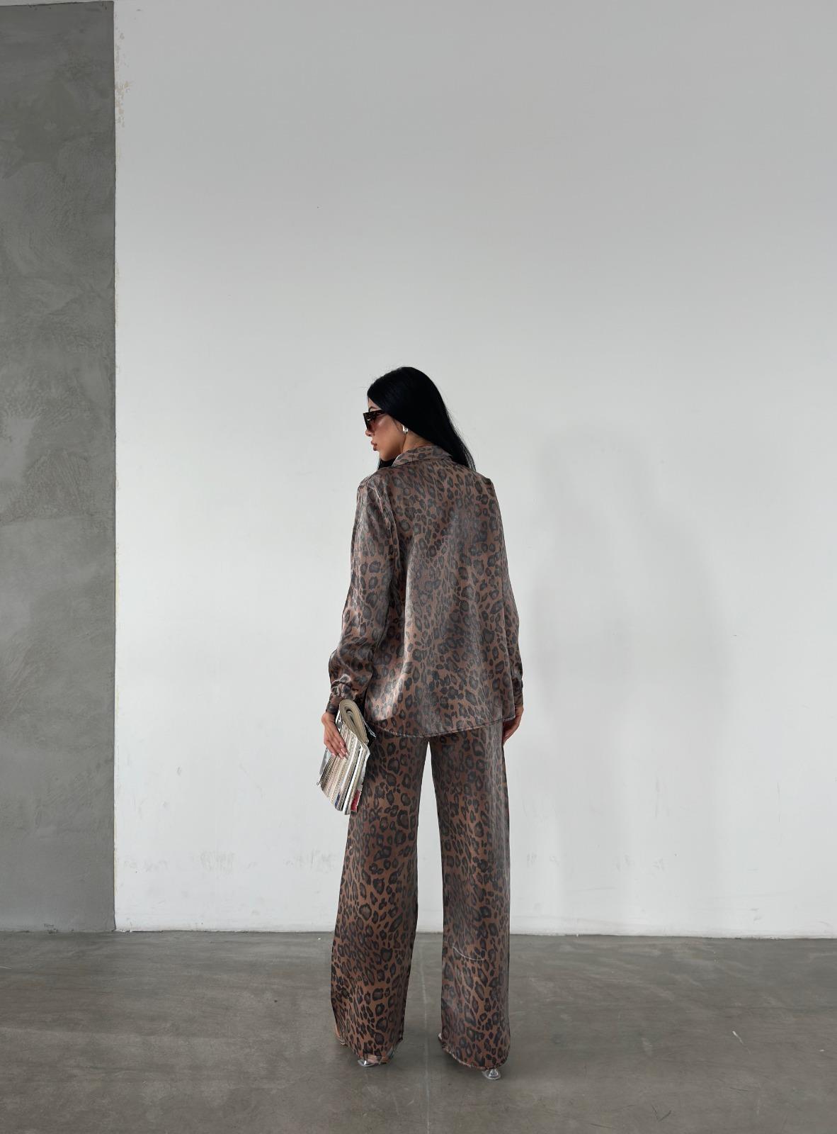 Parlak Mono Kumaş Leopar Baskılı Takım - LEOPAR