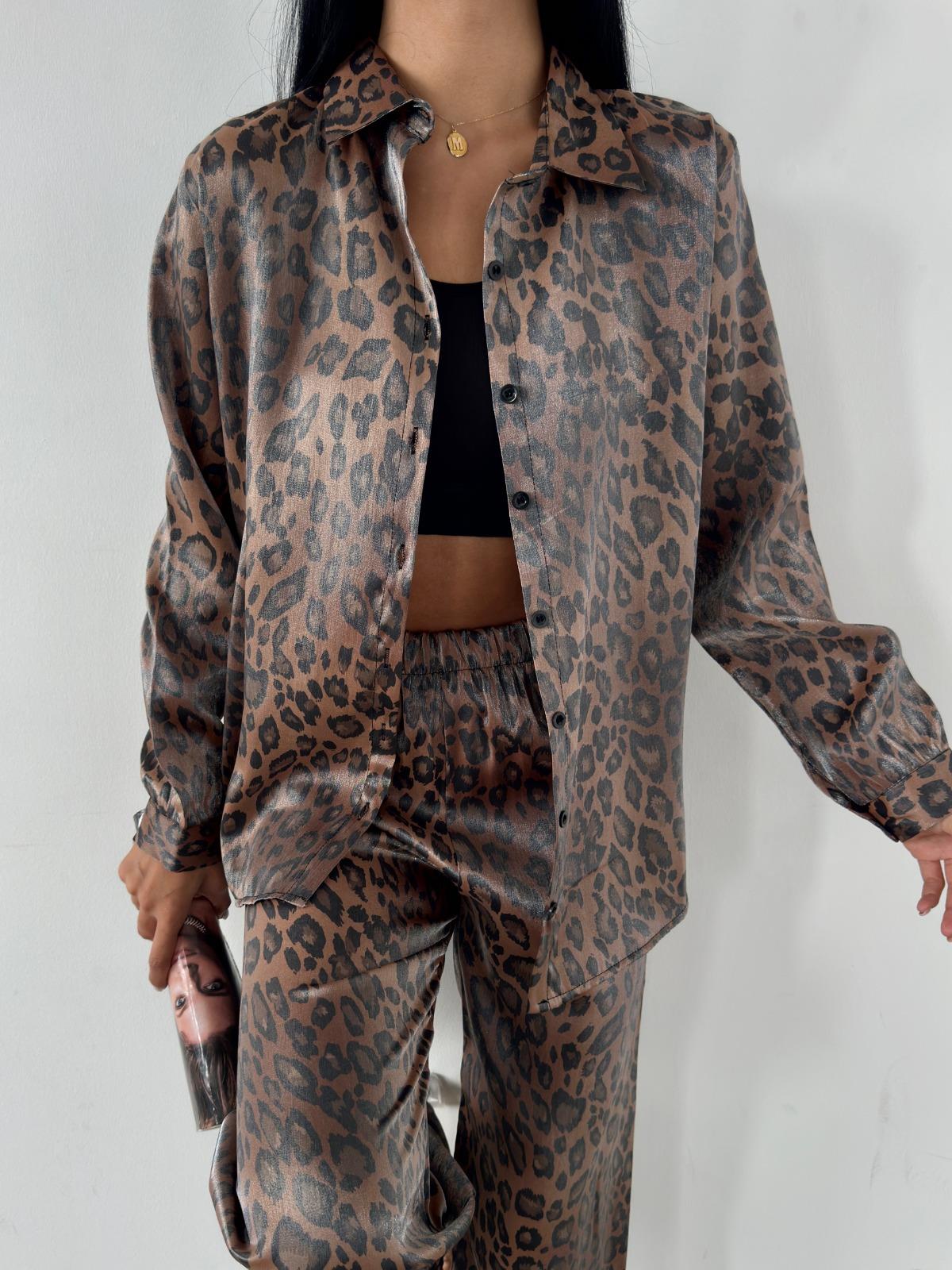 Parlak Mono Kumaş Leopar Baskılı Takım - LEOPAR