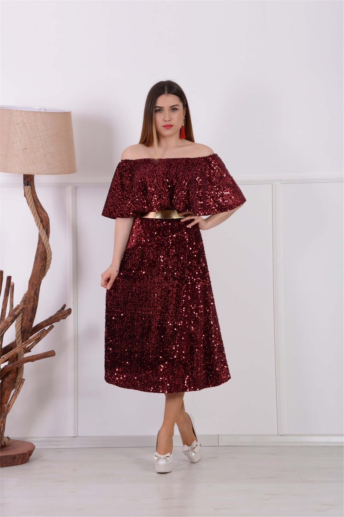 Payet Tasarım Elbise - Bordo