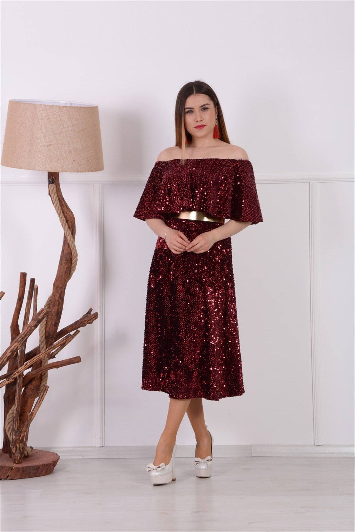 Payet Tasarım Elbise - Bordo