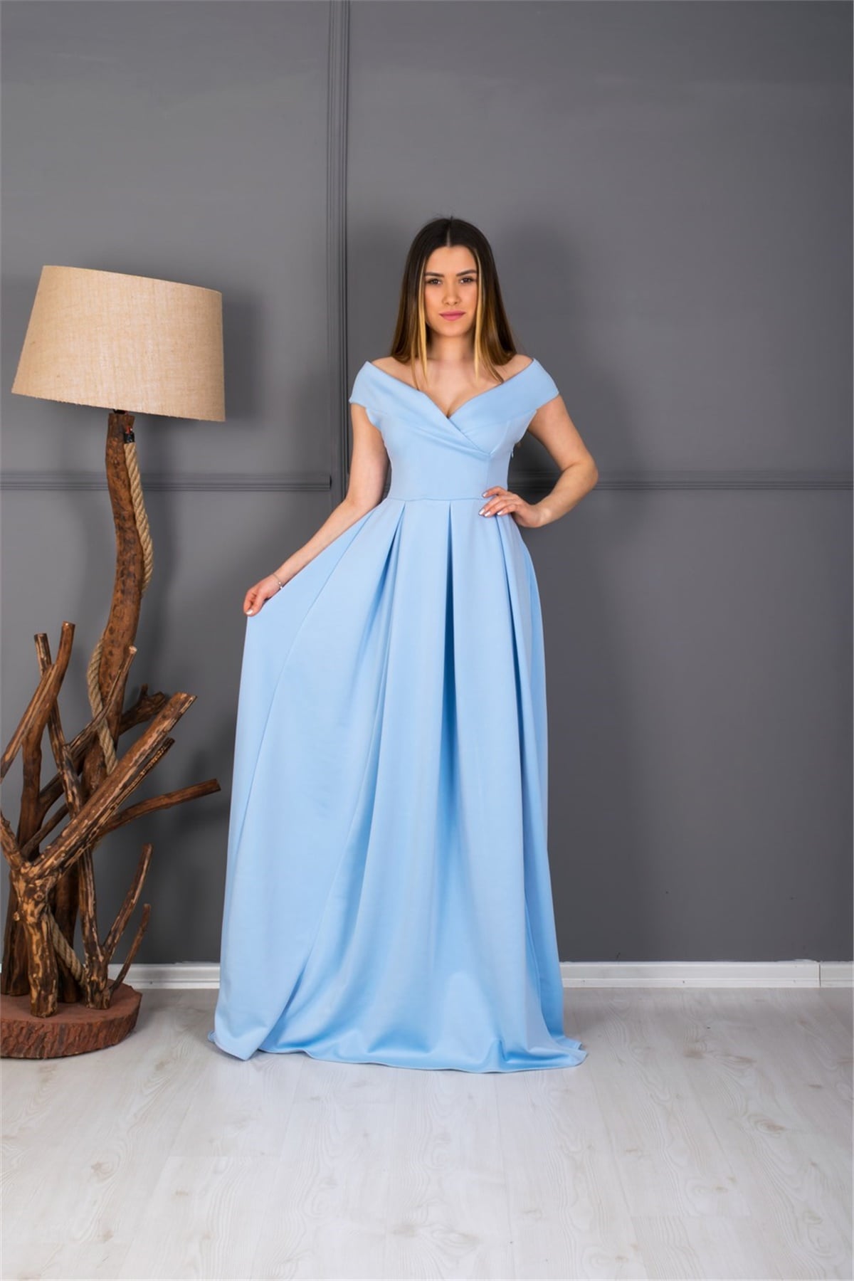 Prenses Abiye Elbise - Buz Mavi