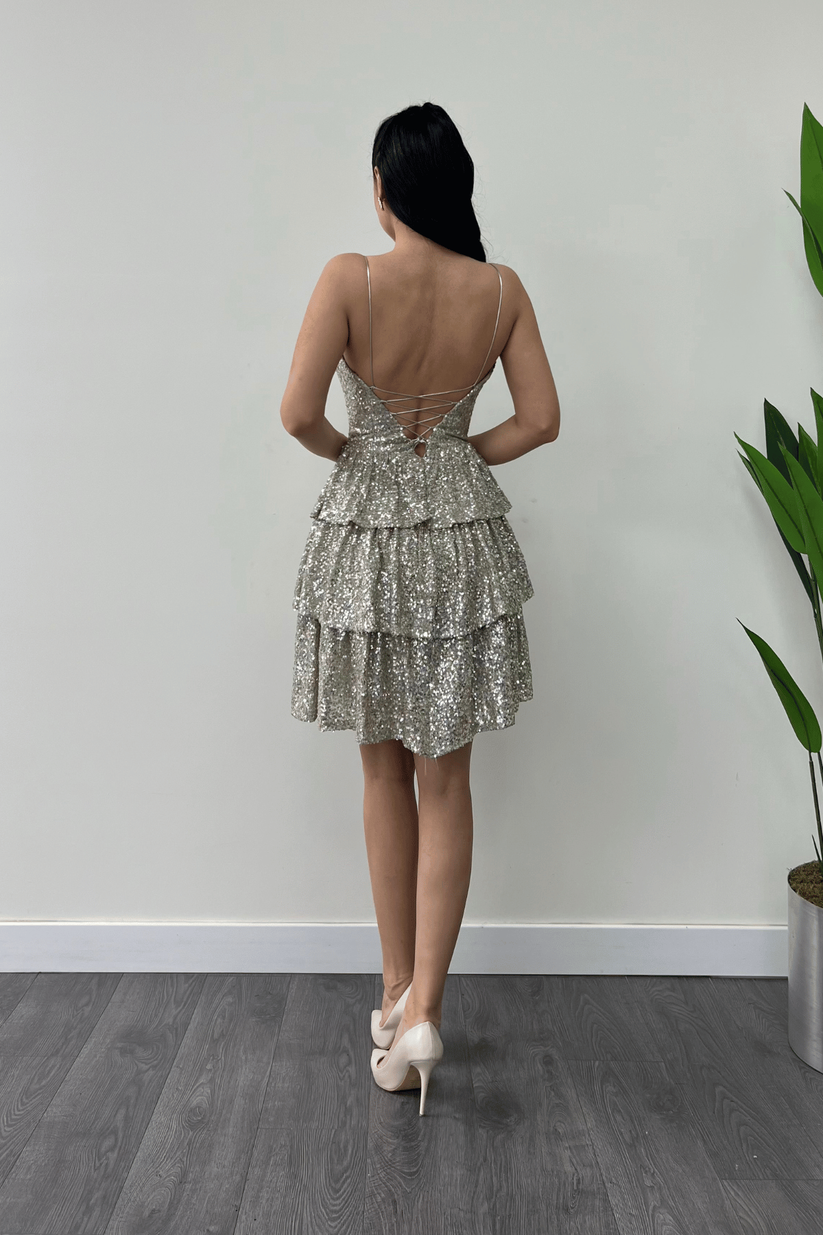 Pul Payet Kat Kat Mini Elbise - GOLD