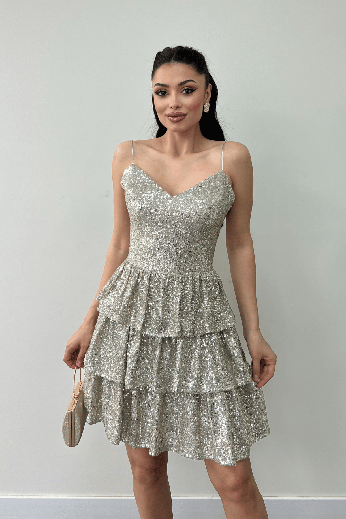 Pul Payet Kat Kat Mini Elbise - GOLD