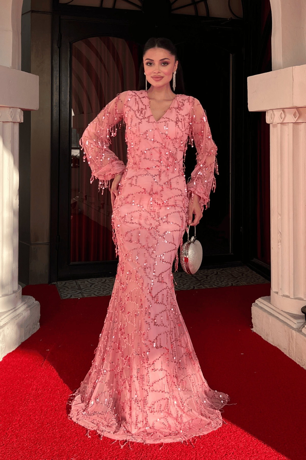 Pul Saçaklı Tasarım Elbise - PUDRA