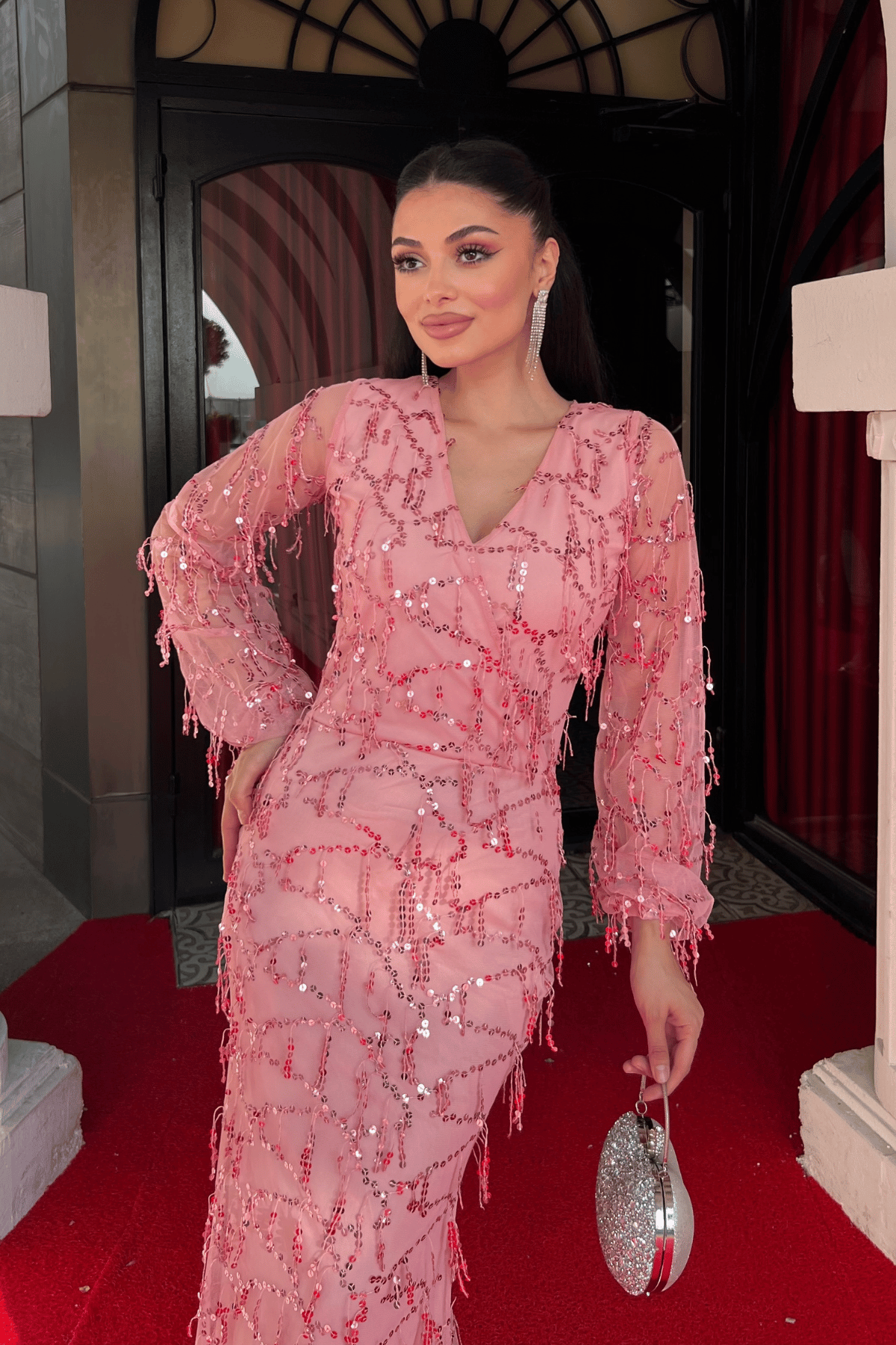 Pul Saçaklı Tasarım Elbise - PUDRA