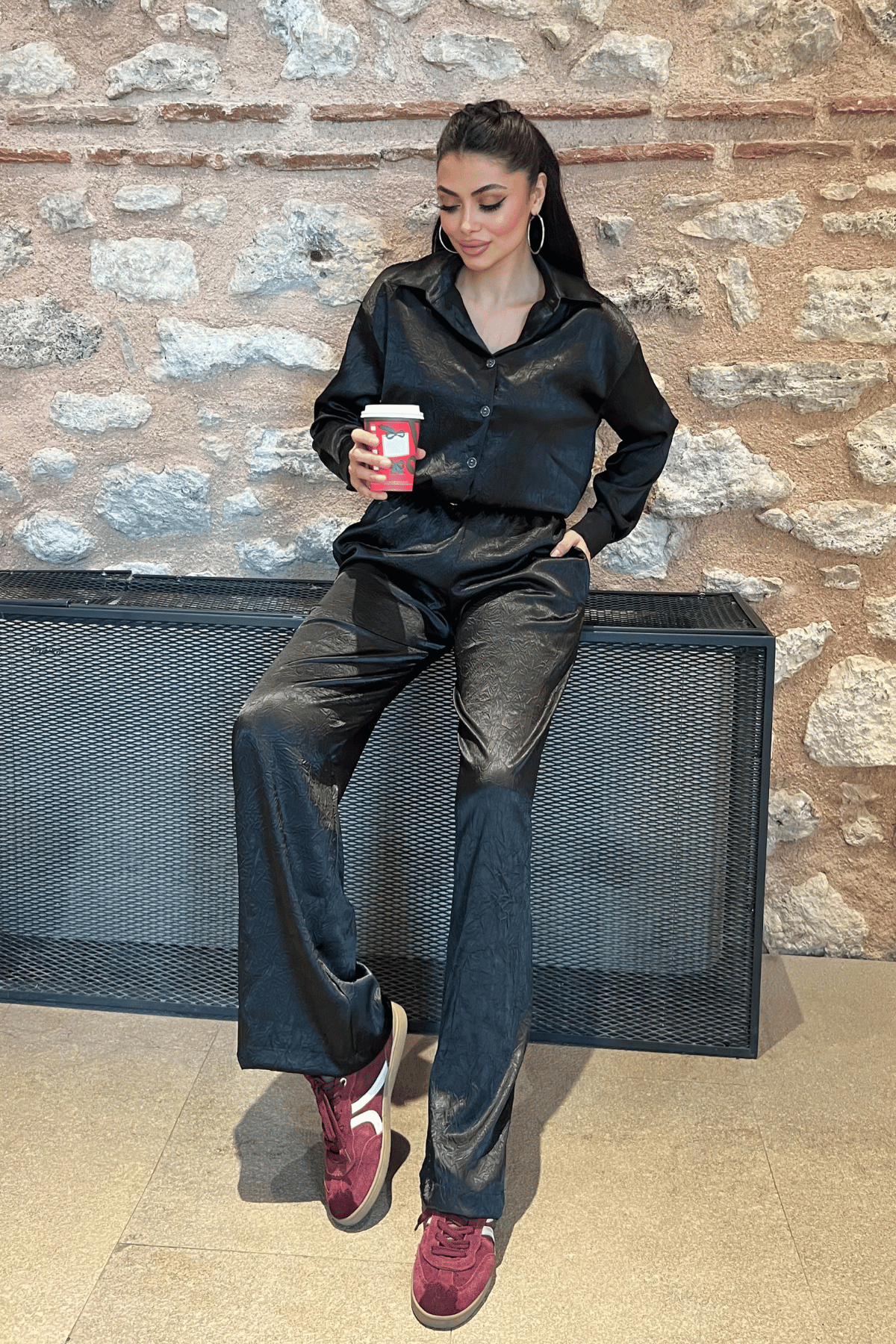 Saten Kumaş Takım - SİYAH