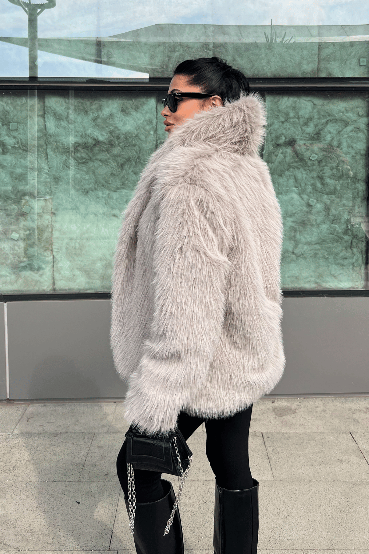 Suni Tasarım Kürk - GRİ