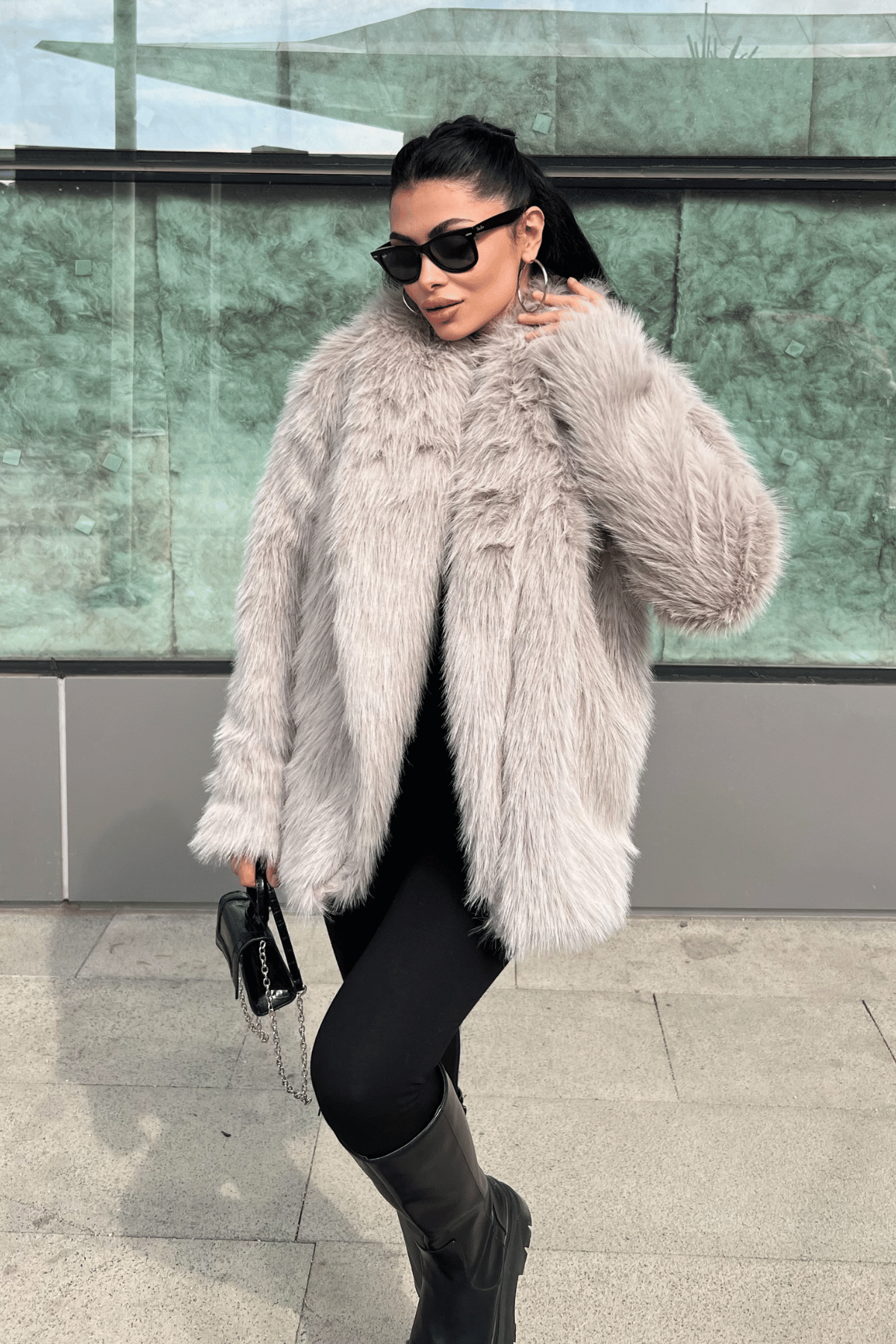 Suni Tasarım Kürk - GRİ