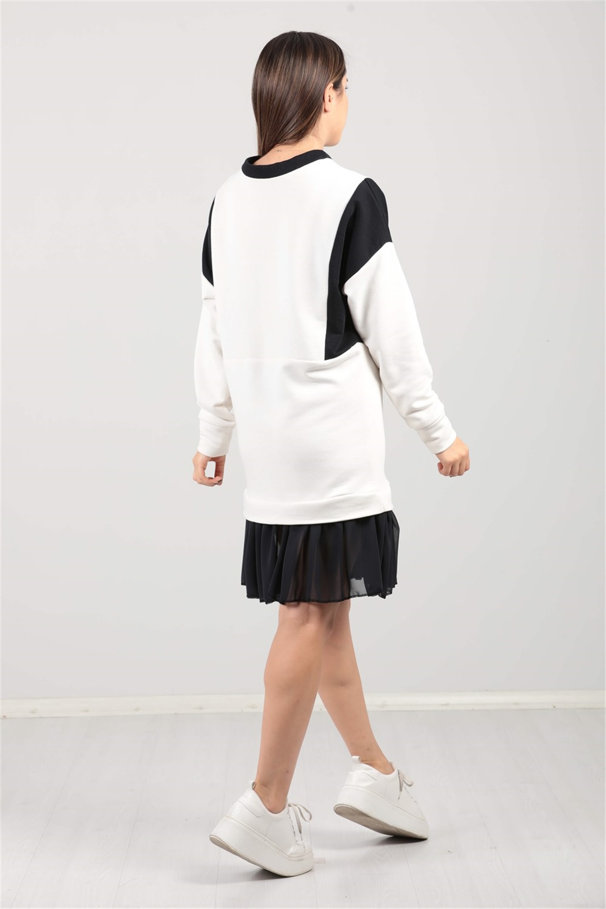 Sweatshirt Elbise - Beyaz