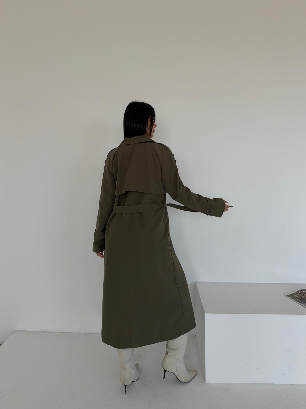 Torino Kumaş Önü Düğmeli Trençkot - HAKİ YEŞİLİ