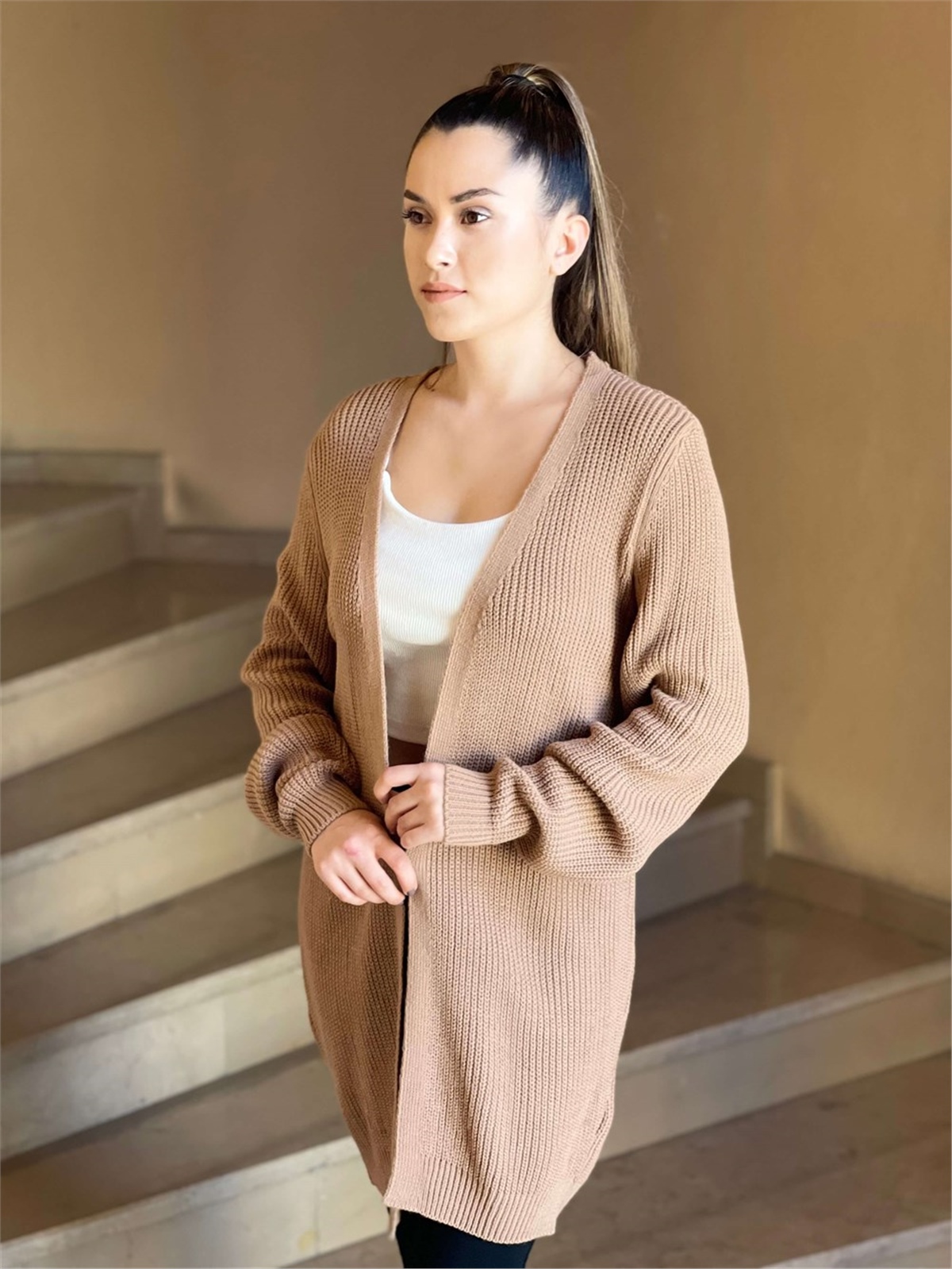 Triko Salaş Hırka - Kahverengi