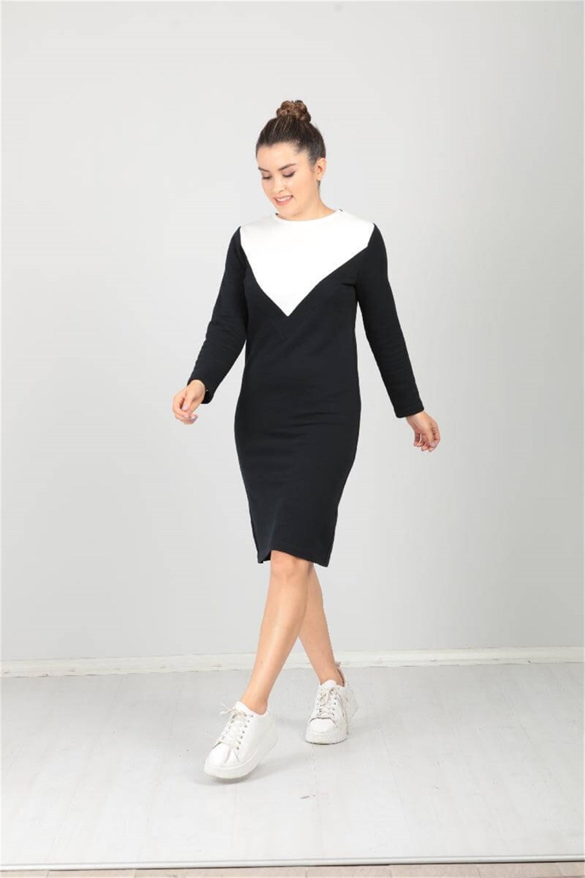 Üç İplik Günlük Elbise - Lacivert