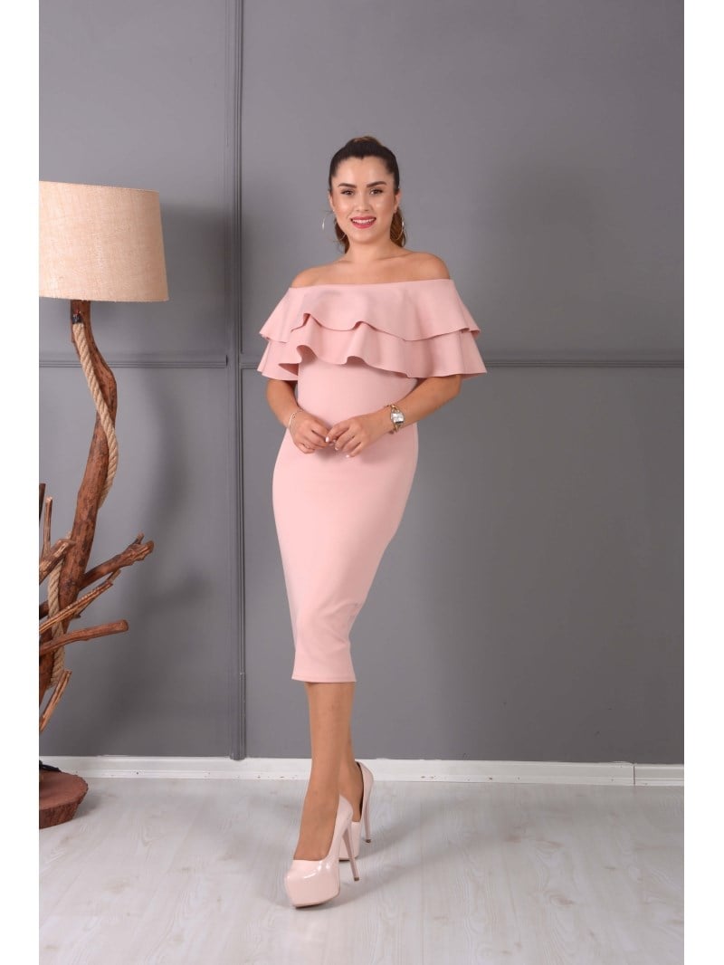 Volanlı Elbise - PUDRA