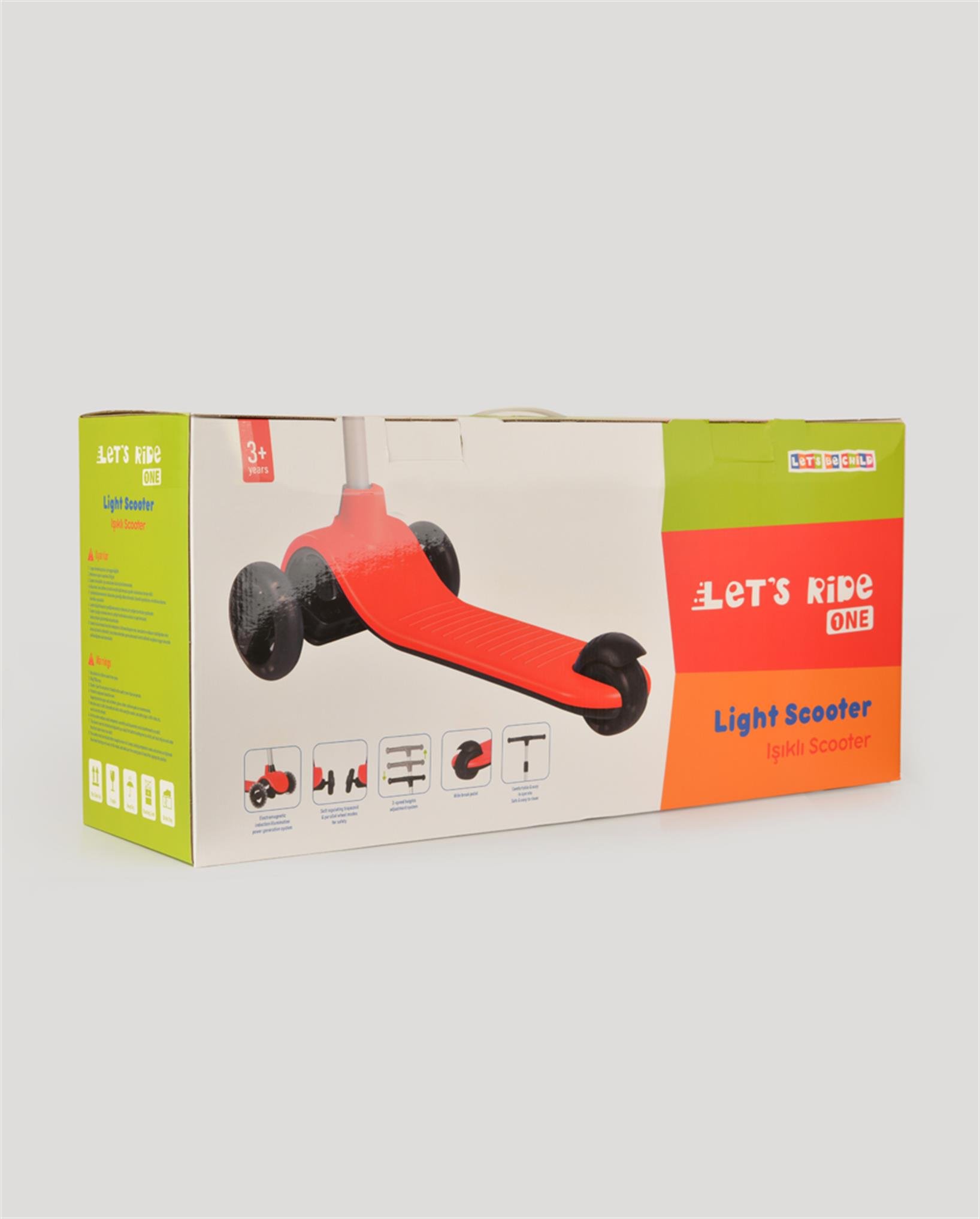 LC Let's Ride Işıklı ve 3 Tekerlekli Kırmızı Çocuk Scooter