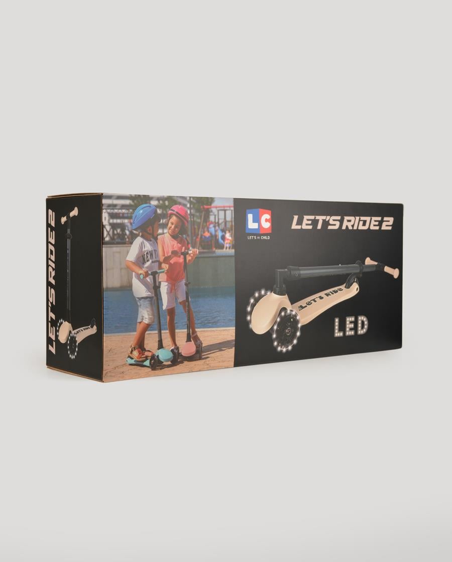 Let's Ride Two Işıklı Katlanabilir 3 Tekerlekli Scooter Bej