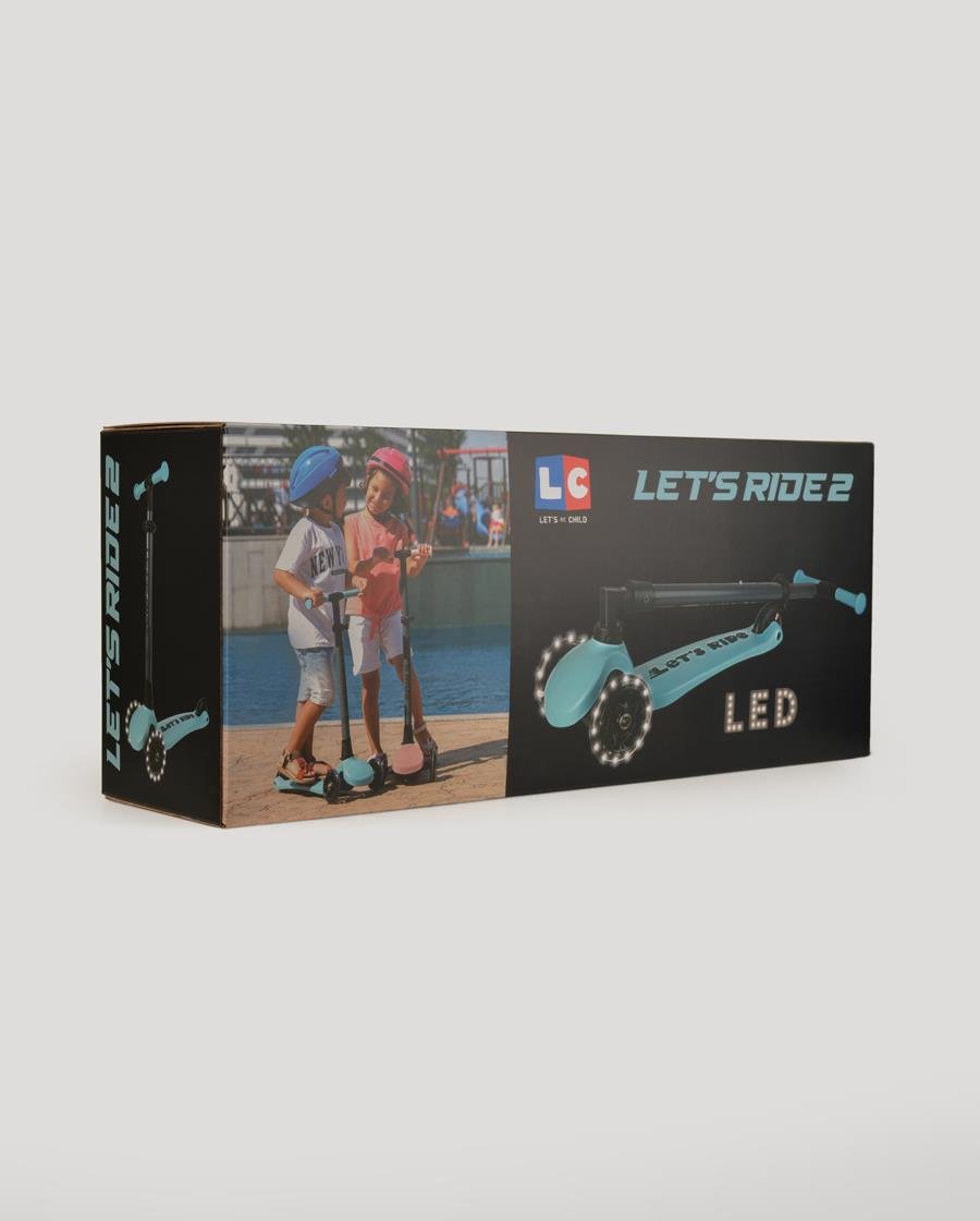Let's Ride Two Işıklı Katlanabilir 3 Tekerlekli Scooter Turkuaz