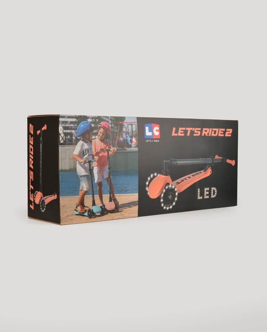Let's Ride Two Işıklı Katlanabilir 3 Tekerlekli Scooter Somon