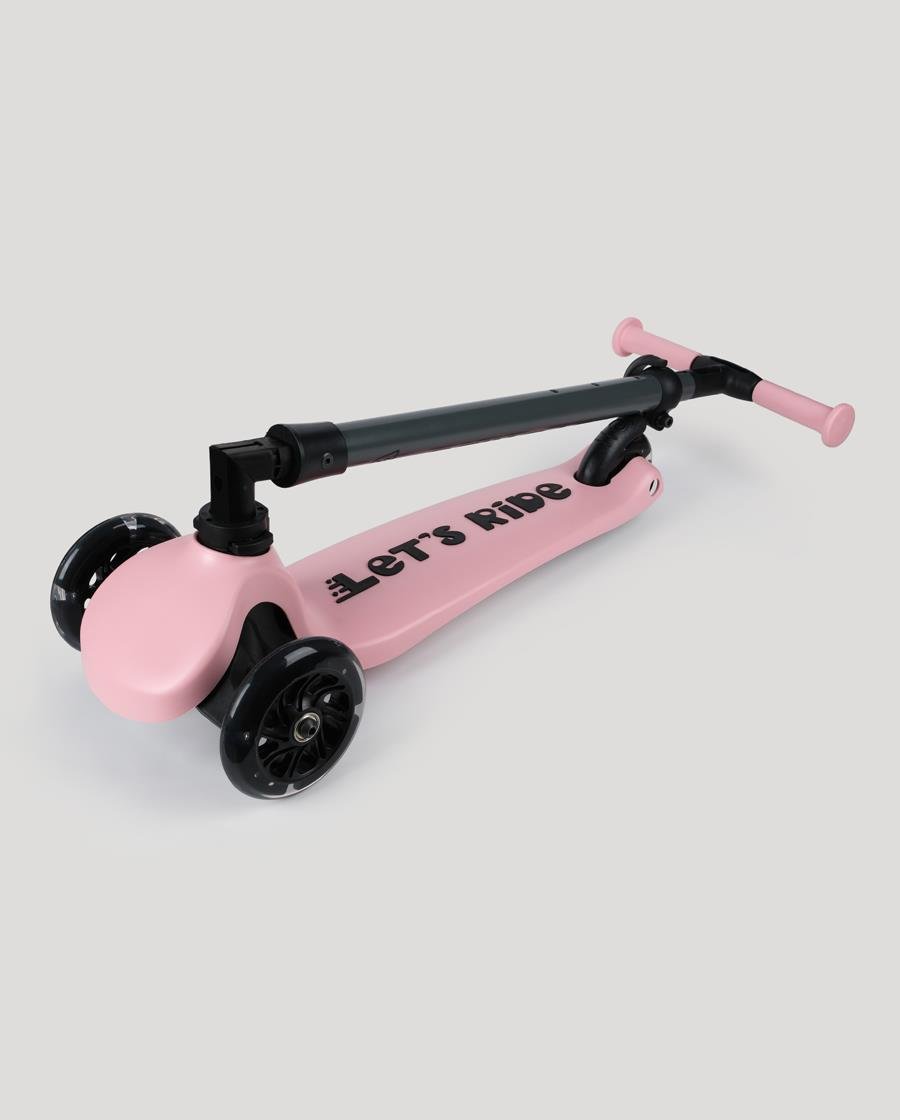 Let's Ride Two Işıklı Katlanabilir 3 Tekerlekli Scooter Pembe