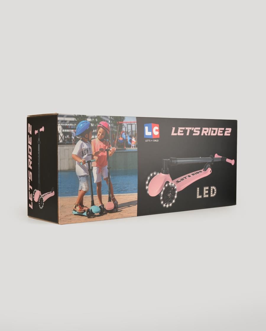 Let's Ride Two Işıklı Katlanabilir 3 Tekerlekli Scooter Pembe