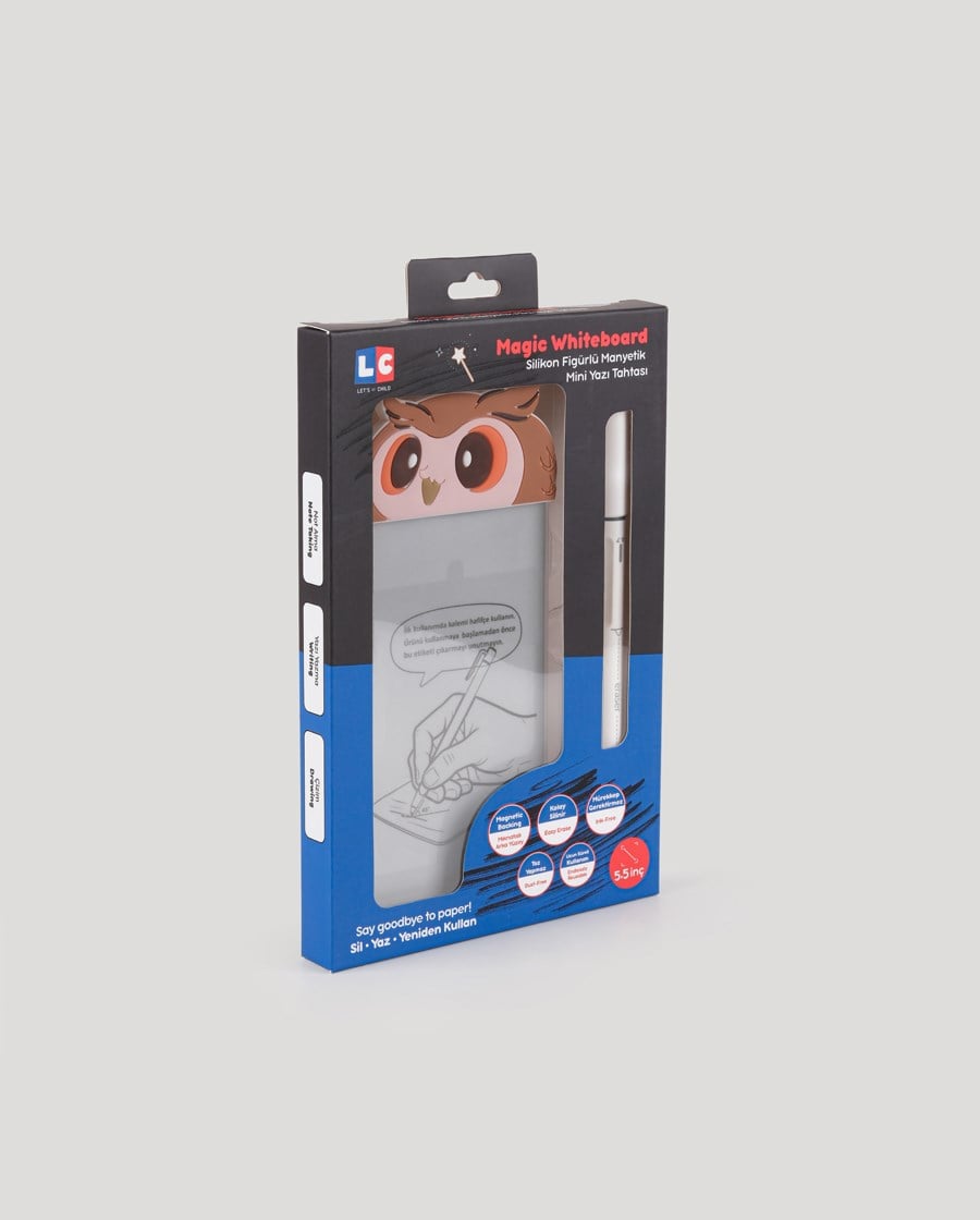 Sevimli Baykuş Manyetik Mini Yazı Tahtası Silikon Figürlü 5.5 inç