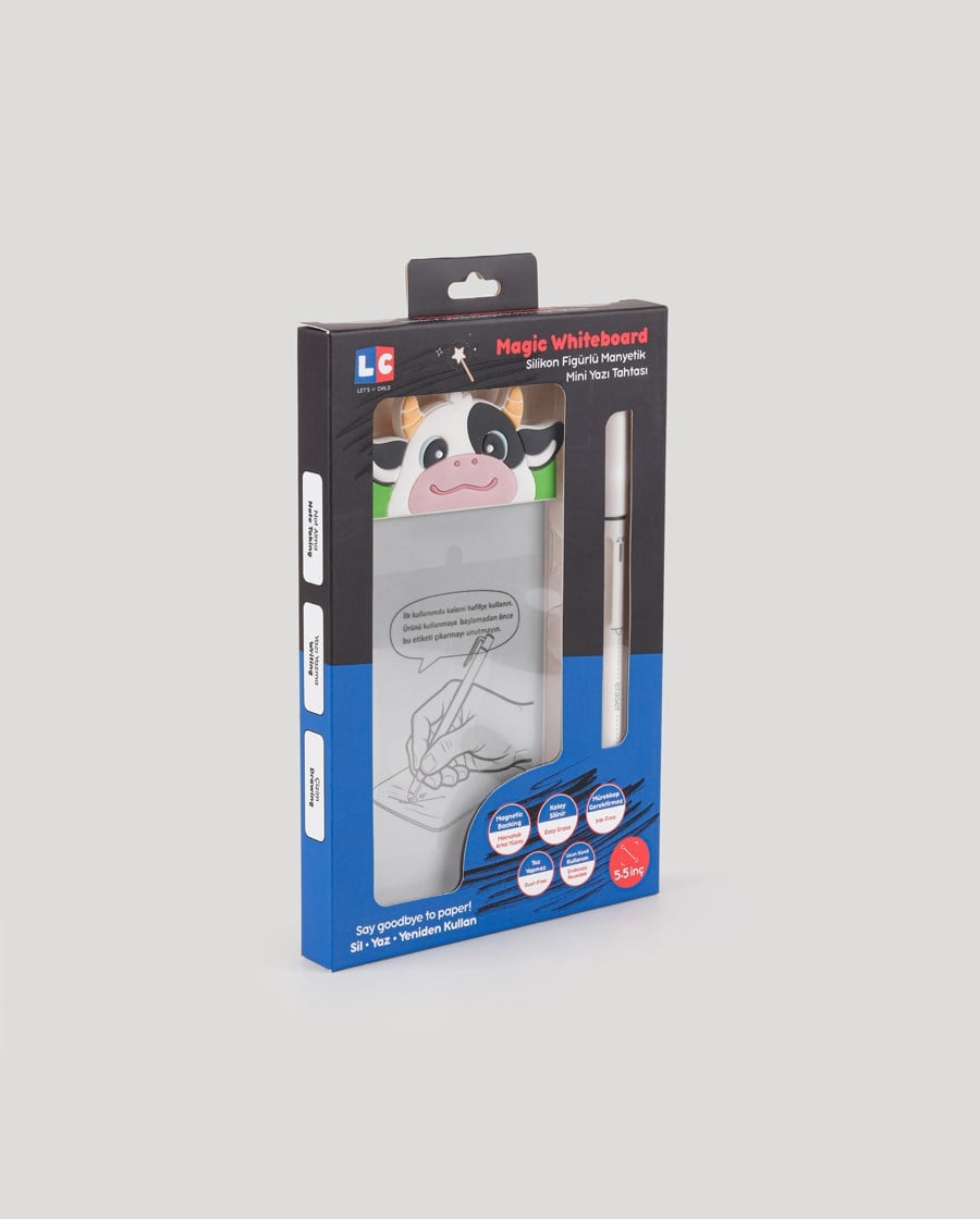 Sevimli İnek Manyetik Mini Yazı Tahtası Silikon Figürlü 5.5 inç