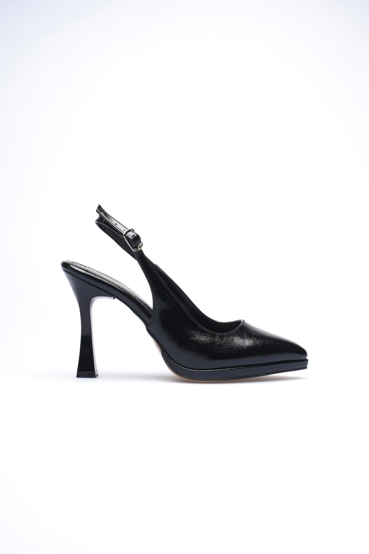 Siyah Platform Topuklu Arkası Açık Stiletto Kadın Ayakkabı S26001