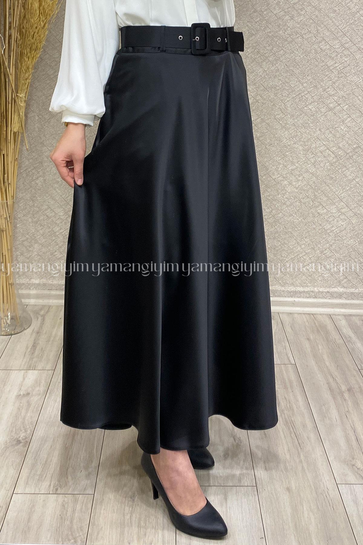 1002 İŞLER SATEN ETEK - Siyah