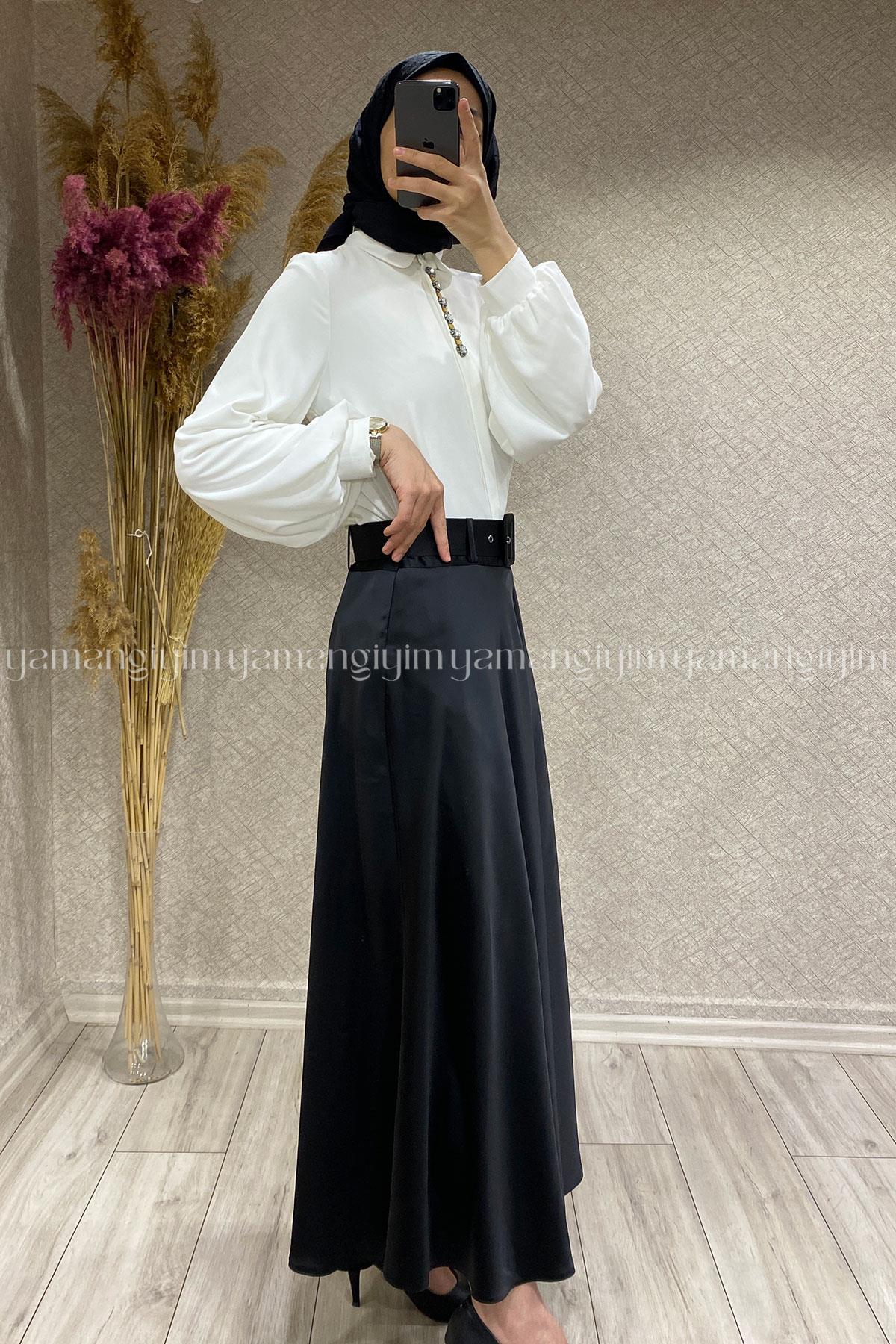 1002 İŞLER SATEN ETEK - Siyah