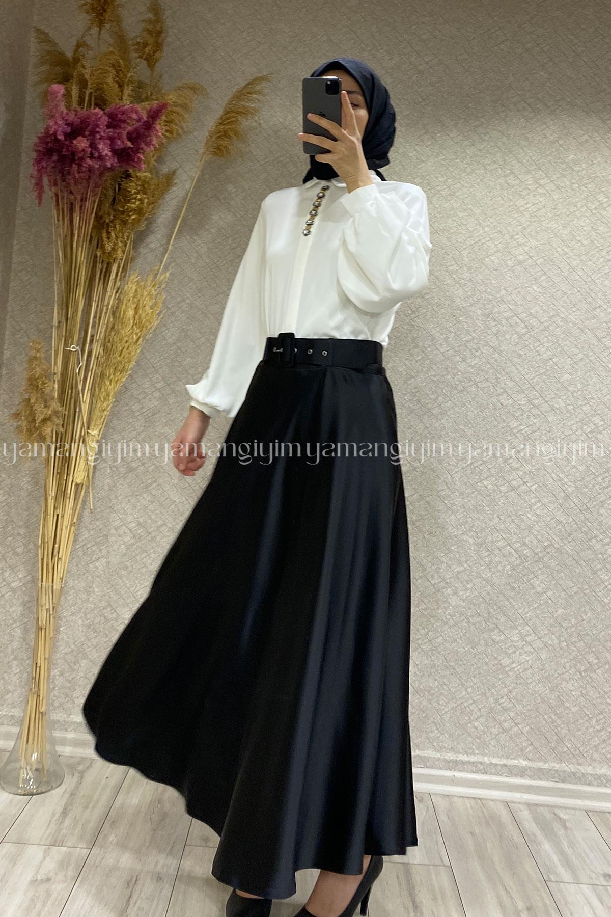 1002 İŞLER SATEN ETEK - Siyah