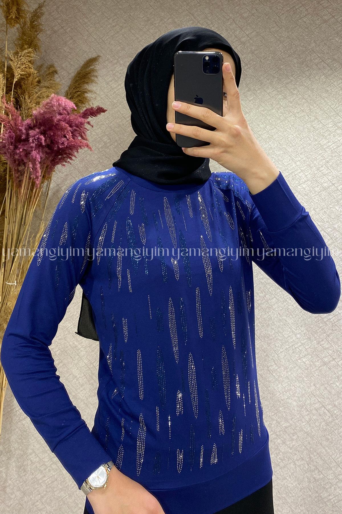 1719 AYLİN PENYE BLUZ - İndigo