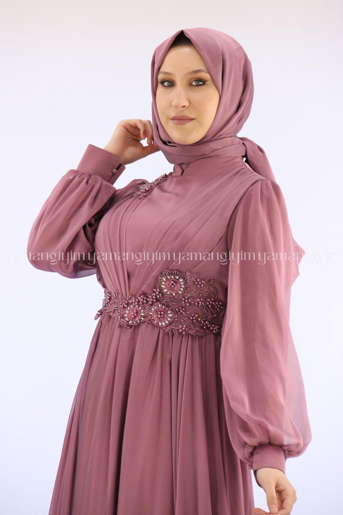 2163 NEW ELEGANS ELBİSE - Gül