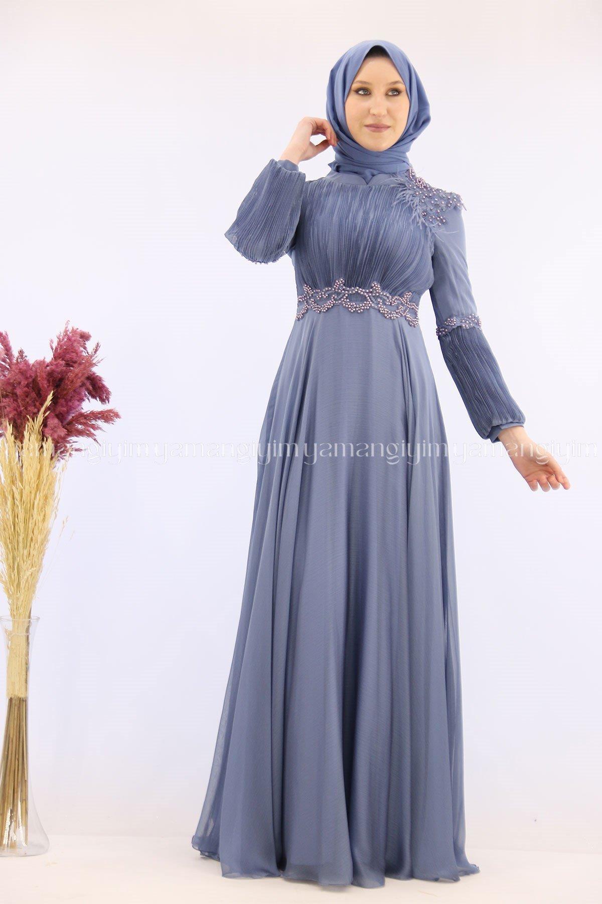 2170 NEW ELEGANS ELBİSE - İndigo